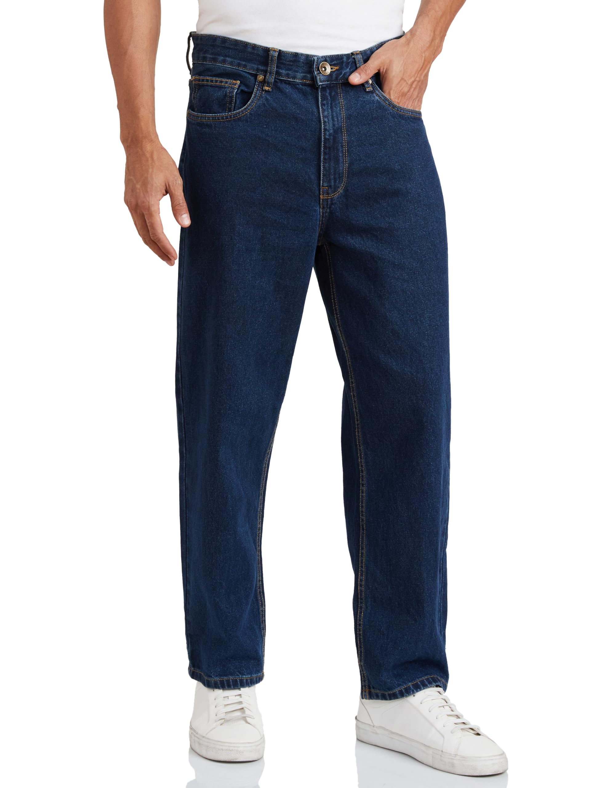 Symbol Men's Baggy Jeans - Mid Wash Cotton