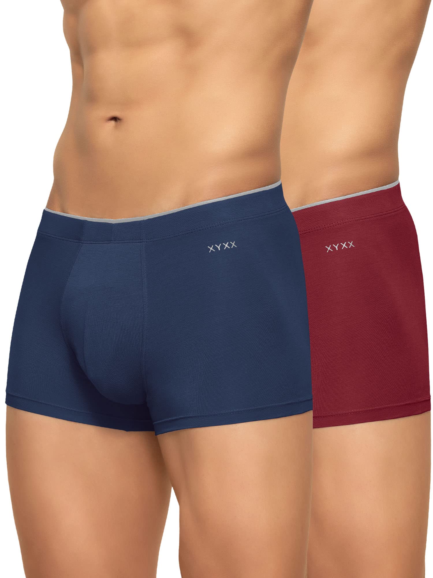 XYXX Men's Micro Modal Trunks - Dress Blue Black Heather Grey