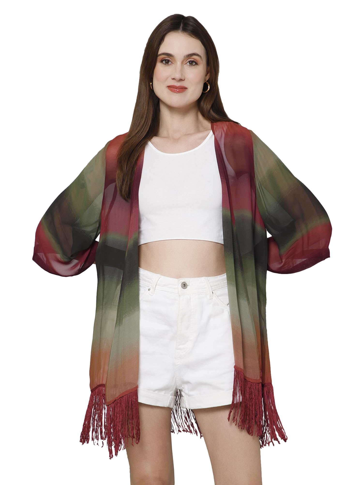 Kimono Shrug for Women - Purple & Green