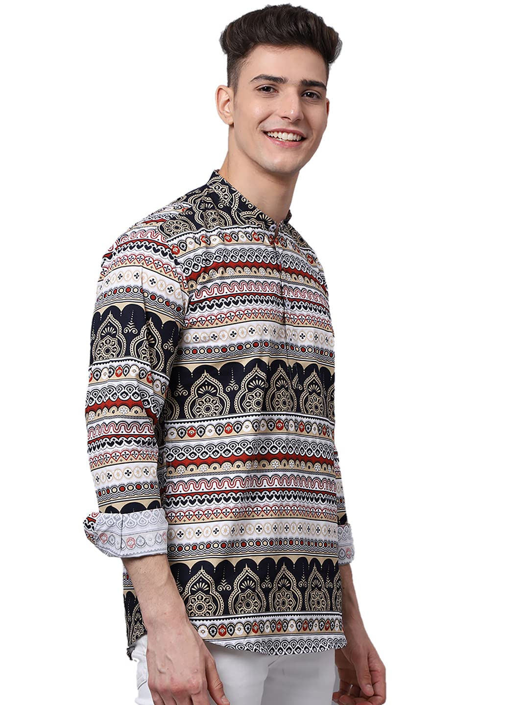 Majestic Men Cotton Printed Kurta - Multicolour - Image 2
