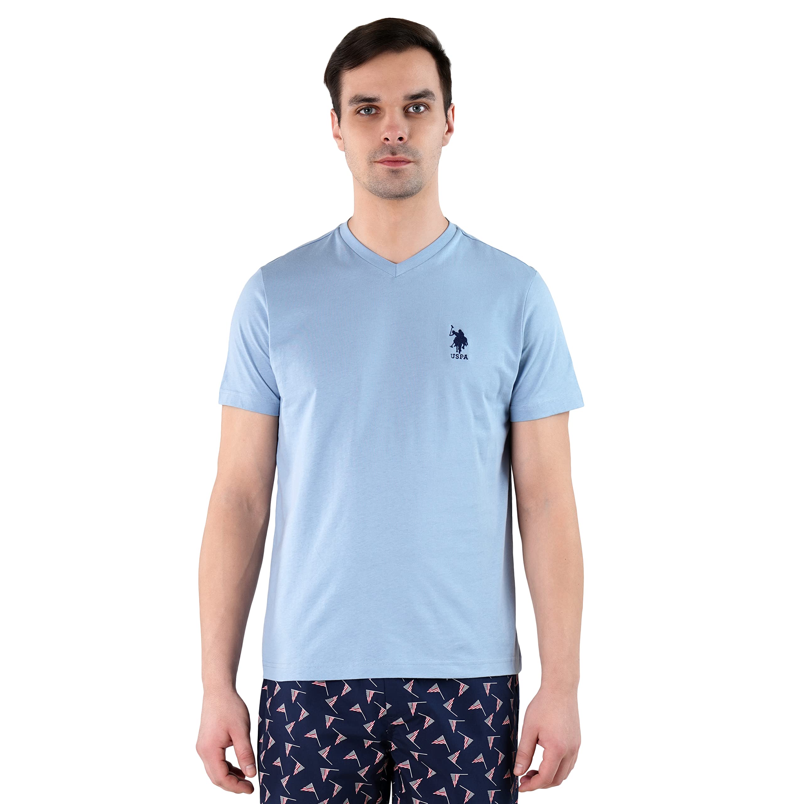 U.S. POLO ASSN Men's V-Neck Tee - Dusty Blue