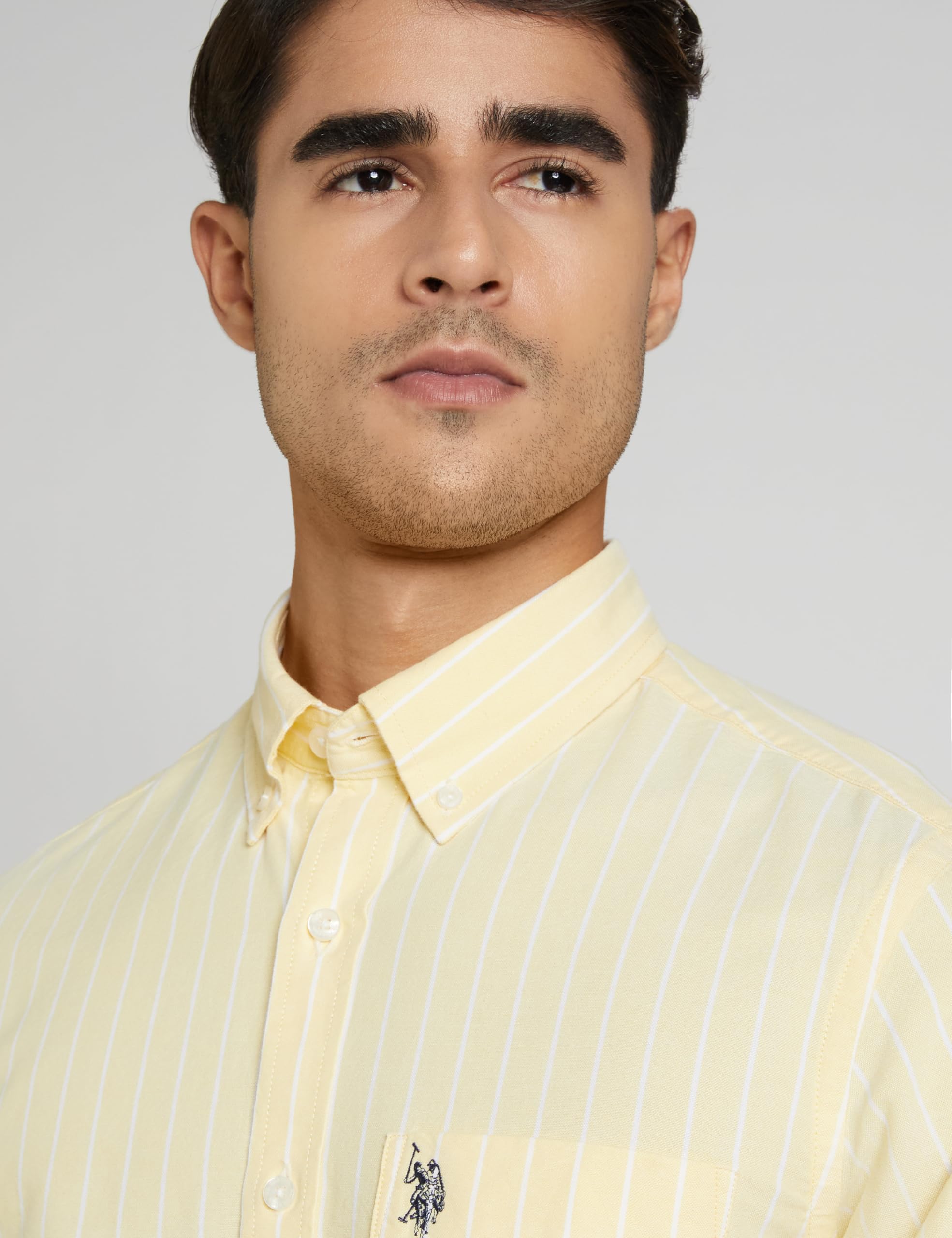 U.S. POLO ASSN Men's Oxford Stripe Shirt - Yellow - Image 4