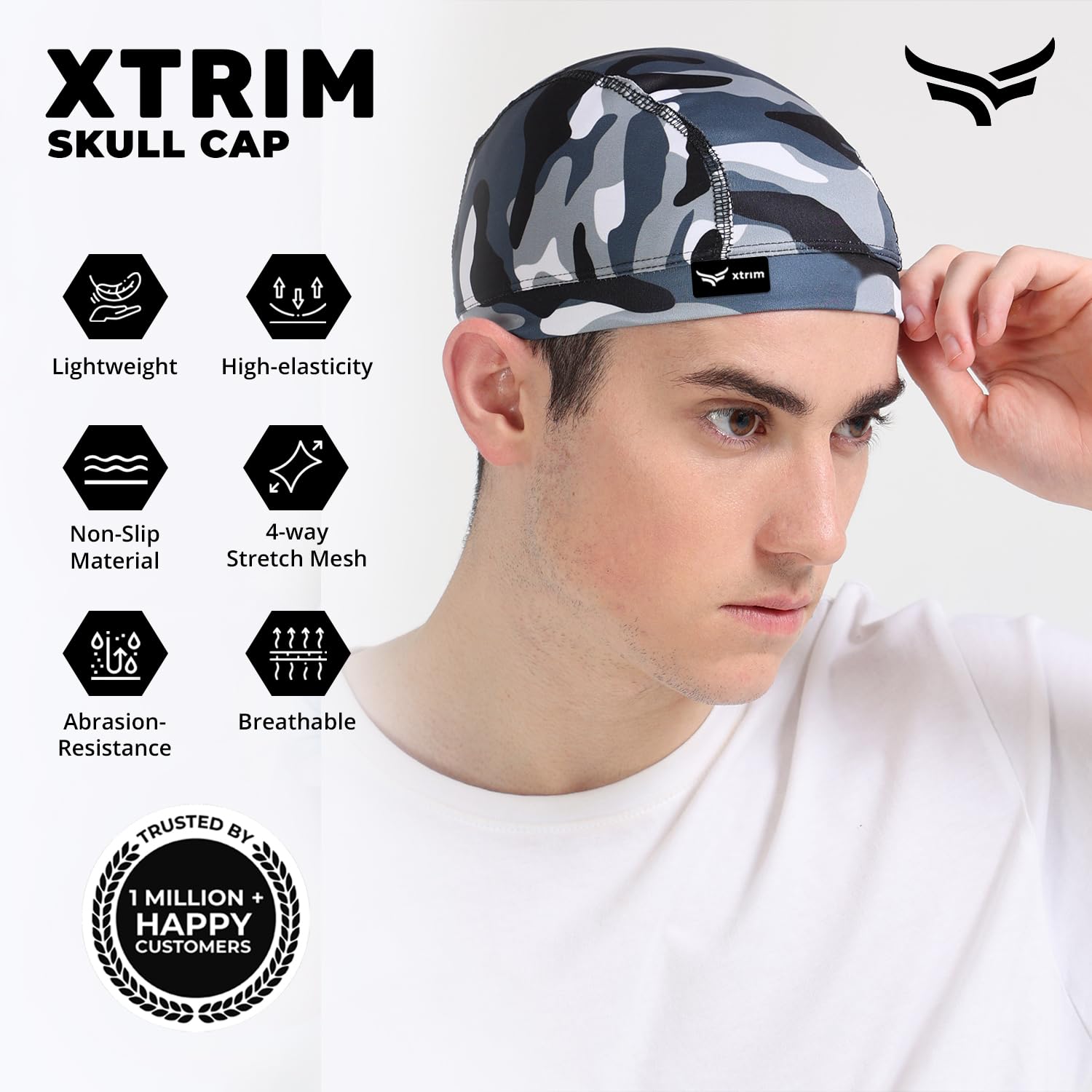XTRIM Camo Navy Blue Unisex Skull Cap - Image 2