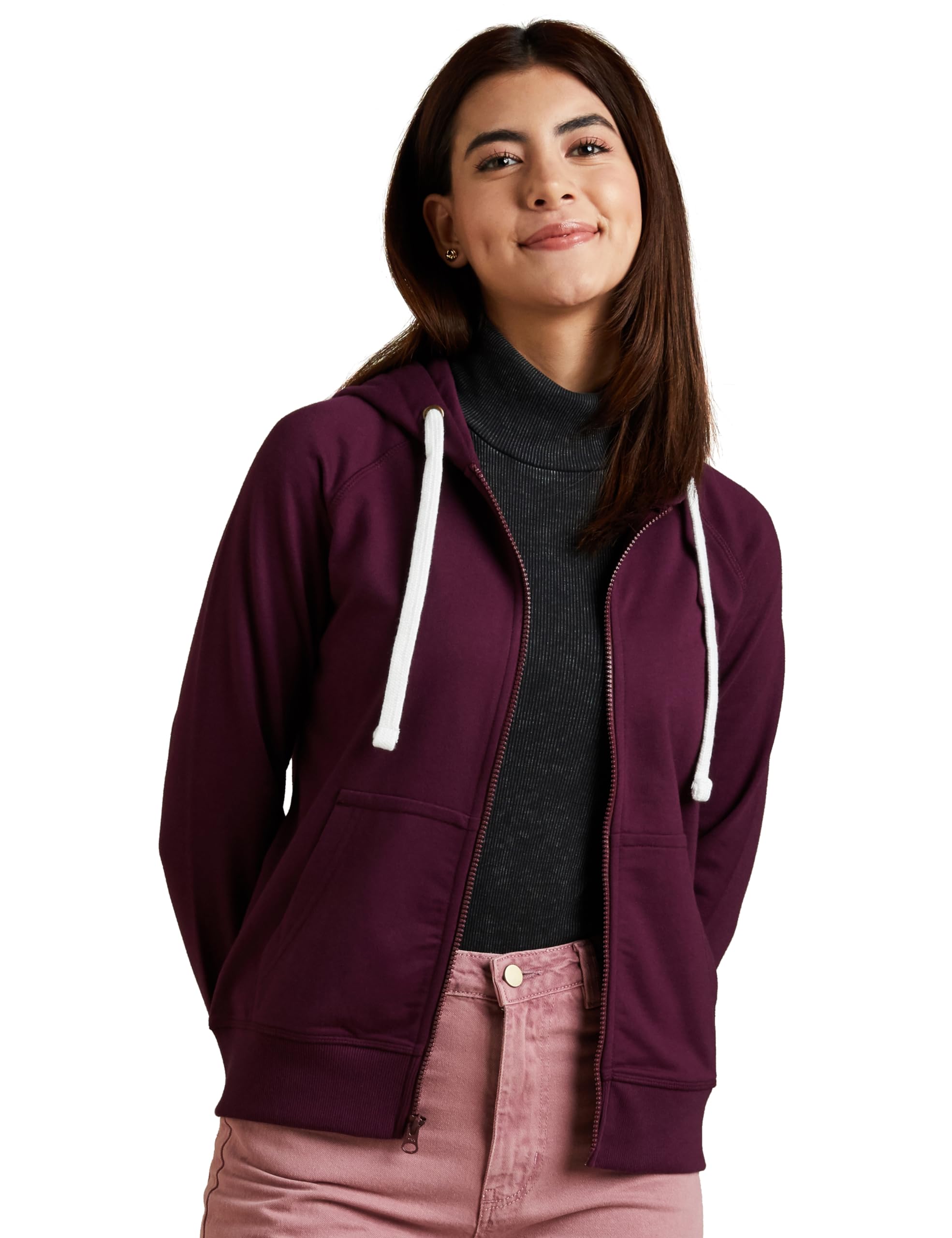 Symbol Purple Cotton Hooded Sweatshirt for Women