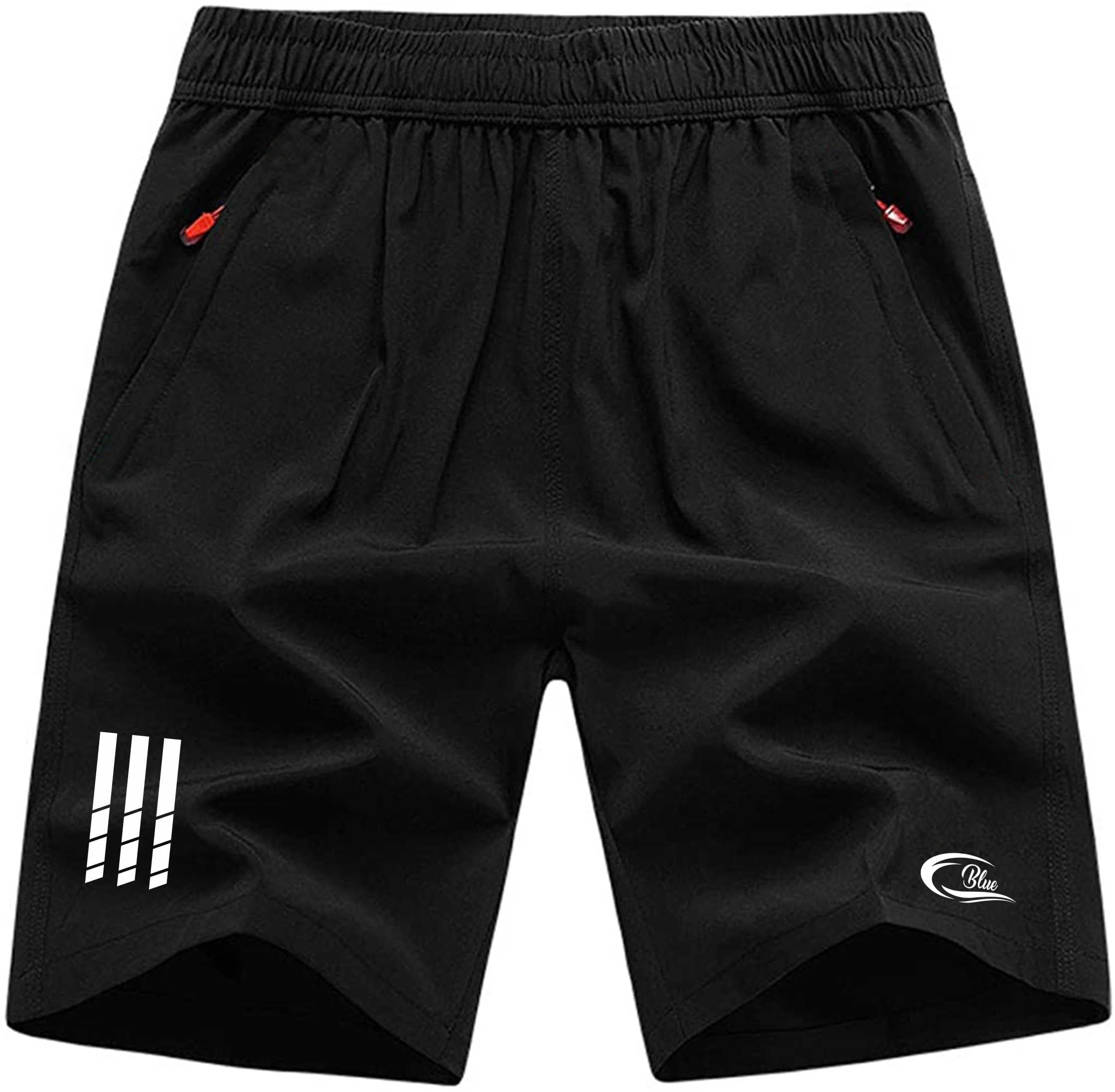 CBlue Men's Sports Shorts - Jet Black Quick Dry