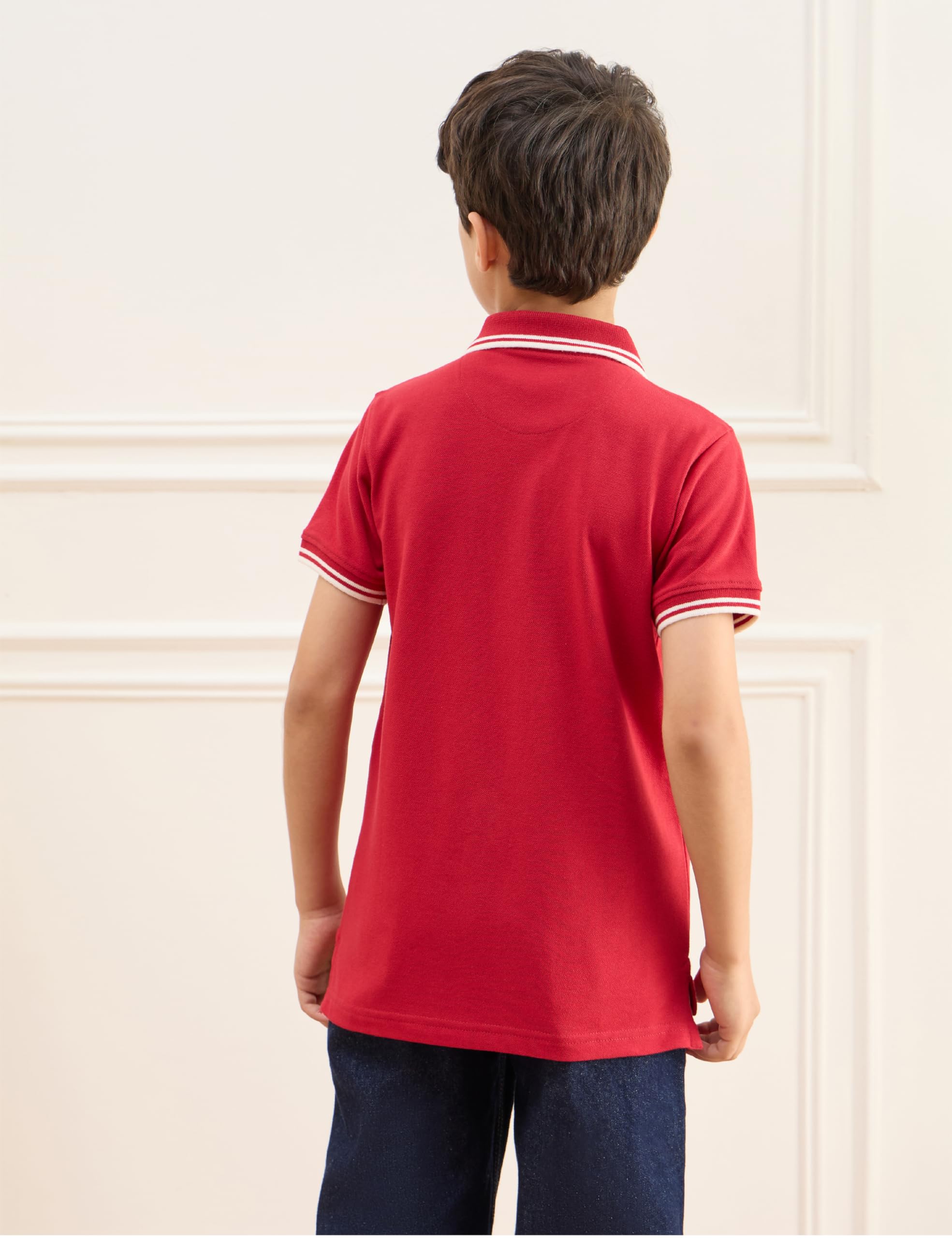 Symbol Boy Polo T-Shirt Red Navy - Image 4
