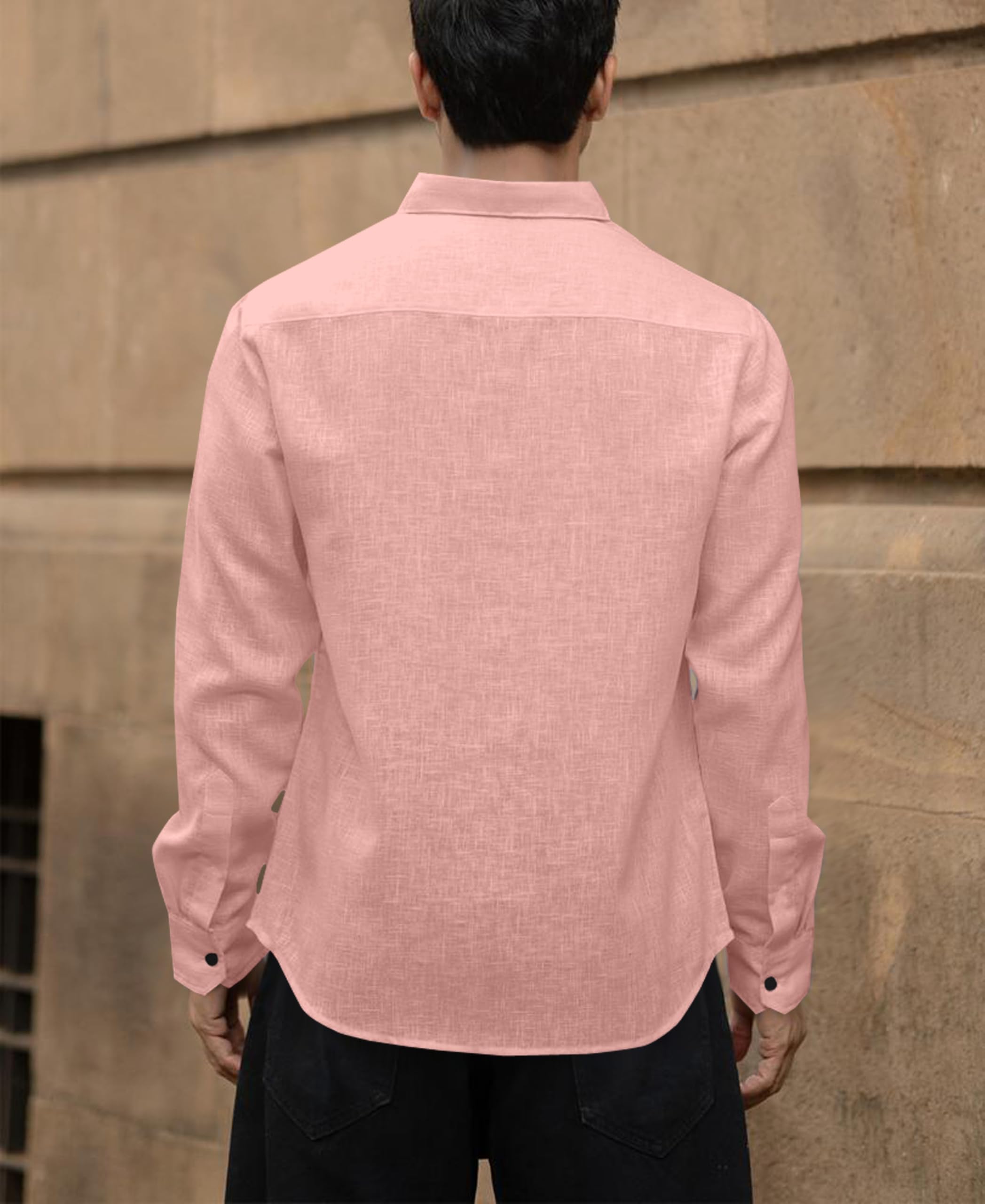 NexaFlair Peach Linen Cotton Shirt for Men - Image 2