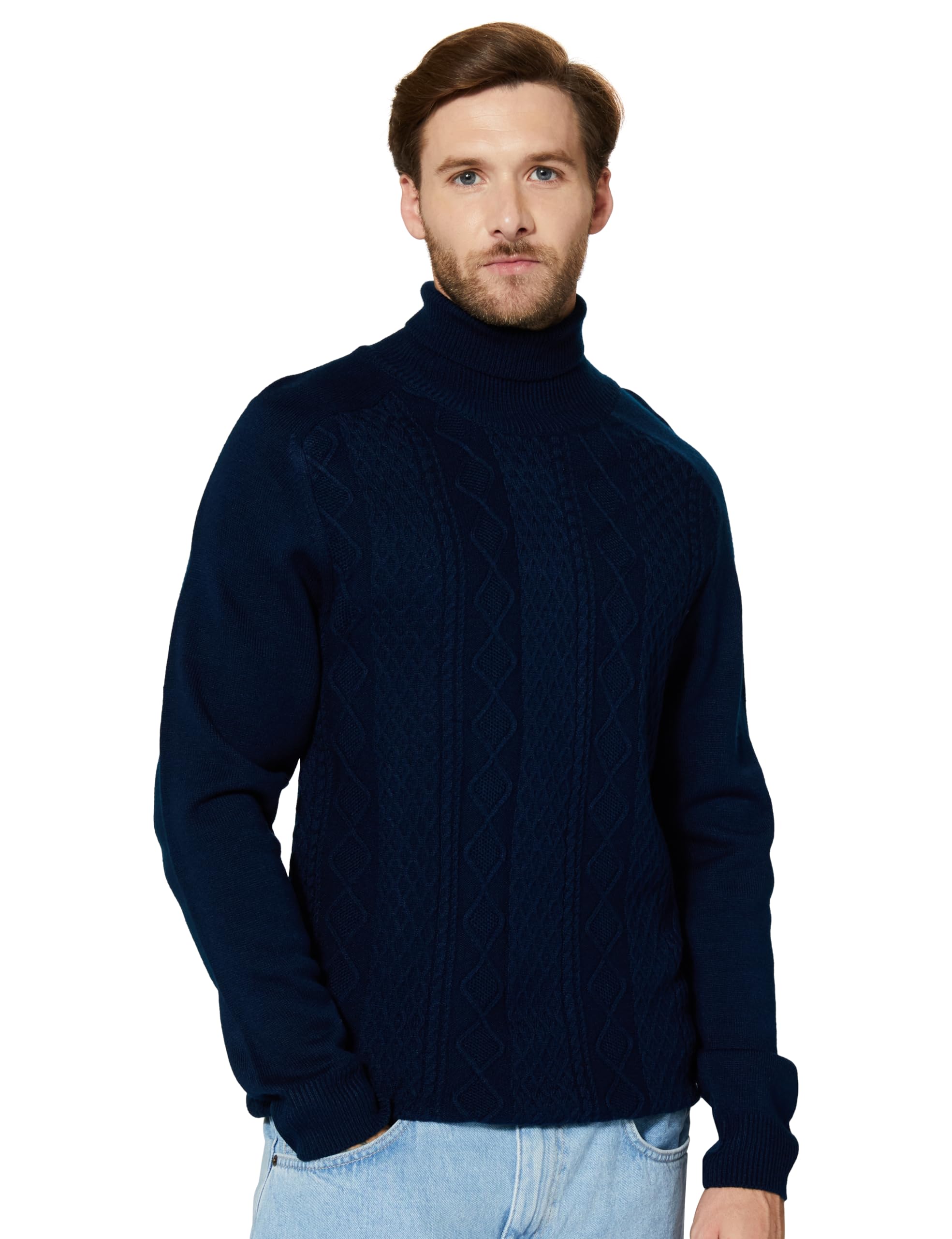 Symbol Men's Acrylic Turtle Neck Sweater - Navy