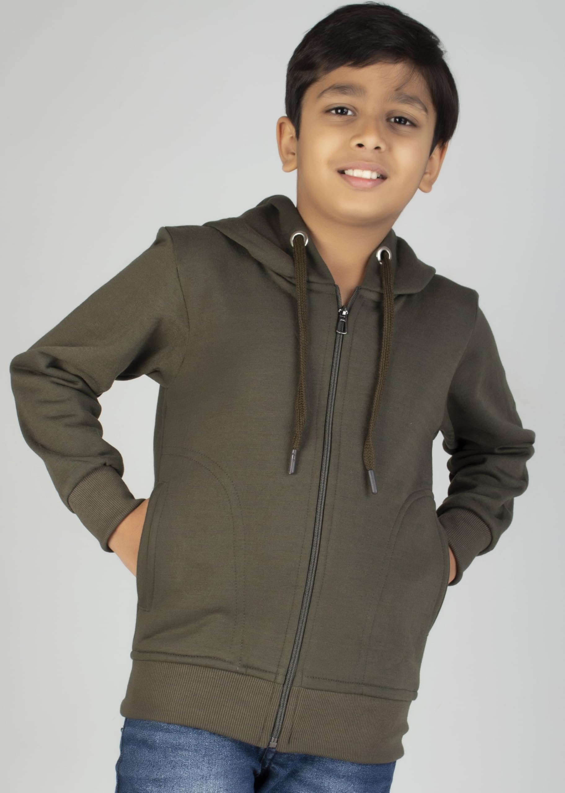 ADBUCKS Boys Green Cotton Hooded Sweatshirt - Image 2