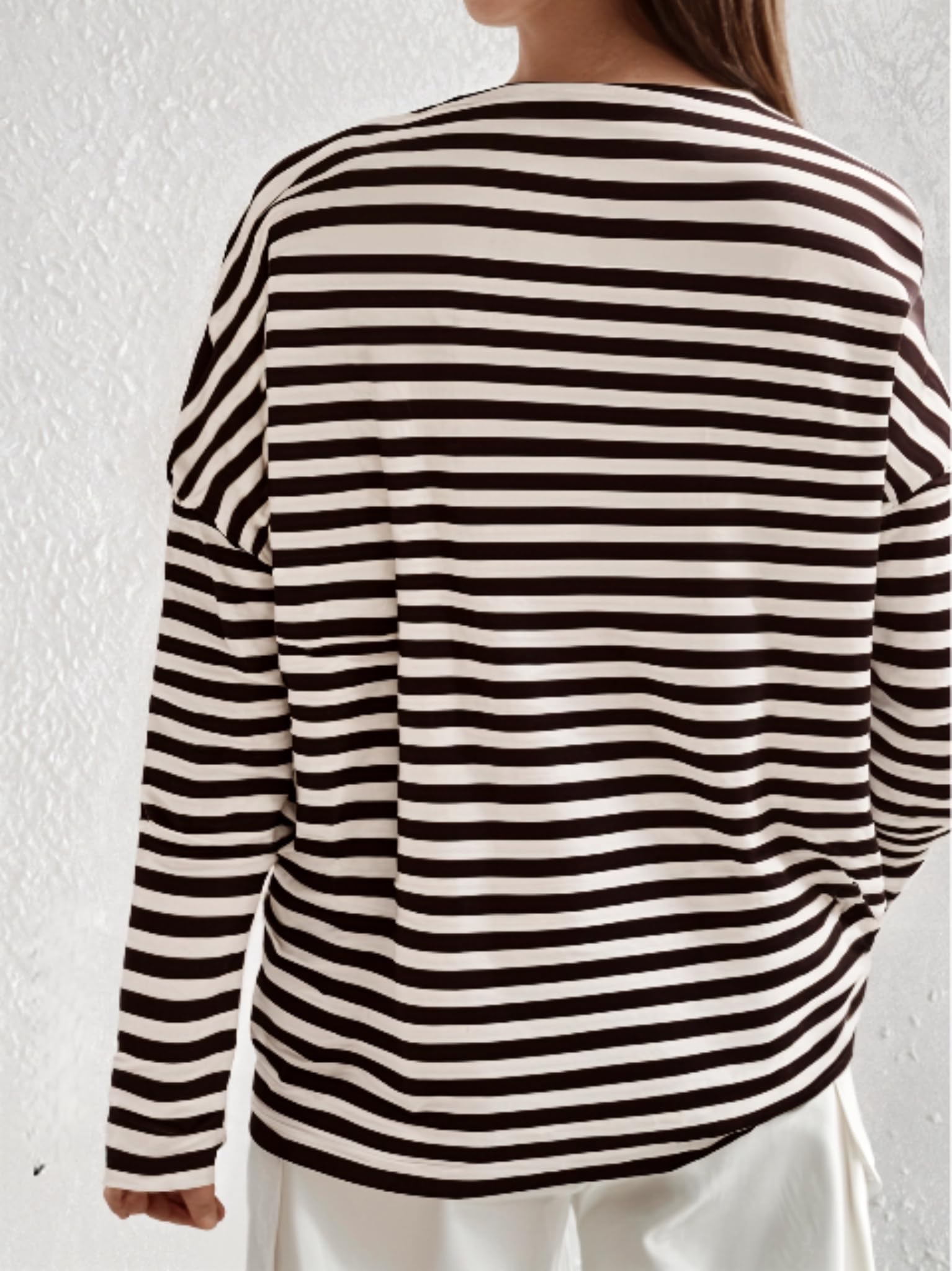 Mack Jonney Women's Striped T-Shirt - Brown - Image 4