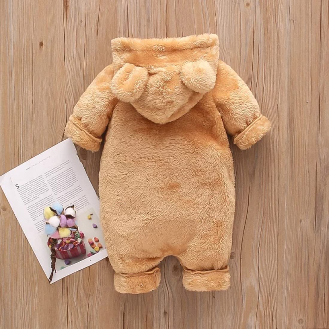 First Kick Unisex Baby Flannel Jumpsuit - Camel - Image 2