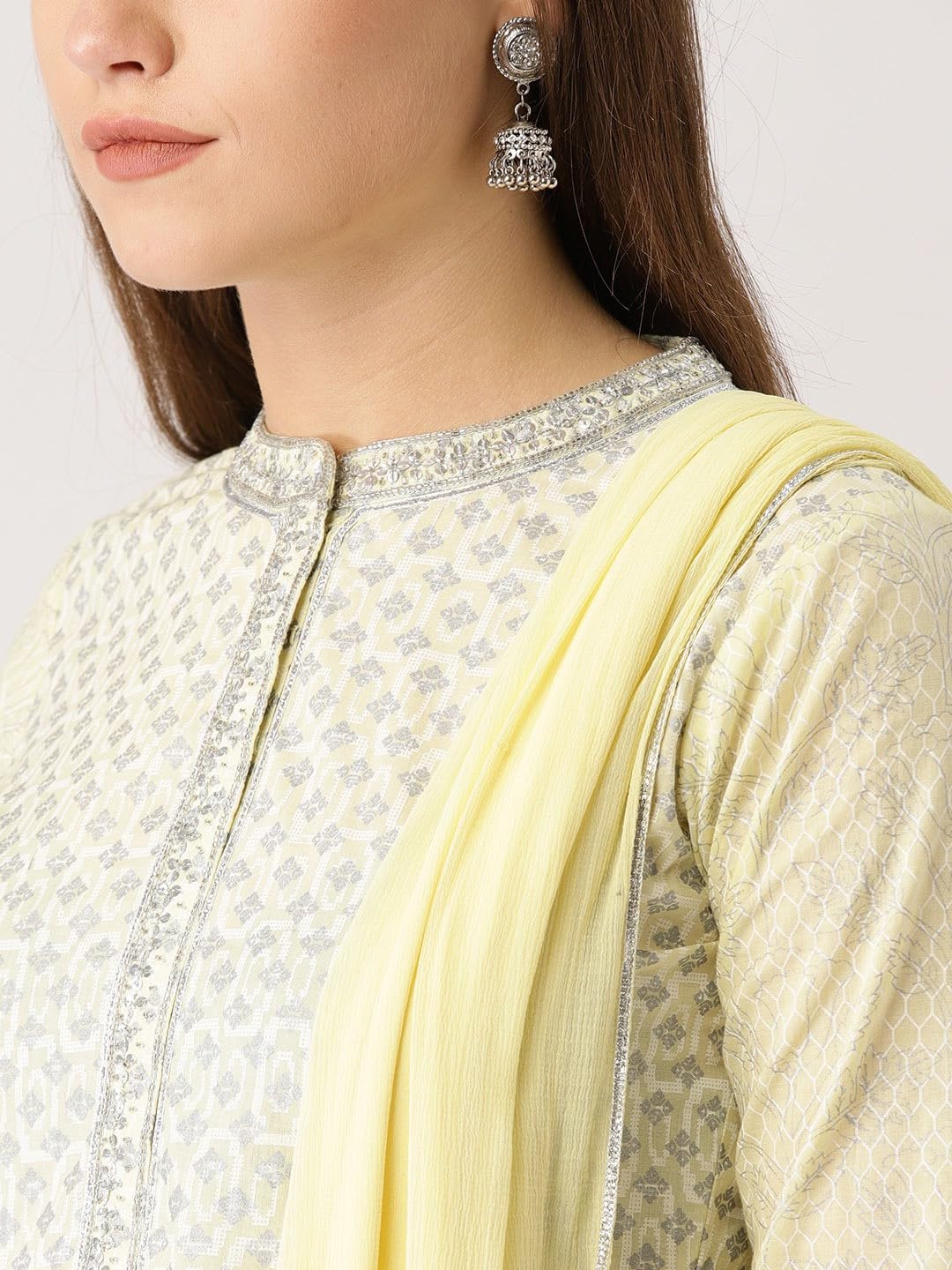 MANHAREE Women's Rayon Anarkali Kurta Set - Lemon - Image 4