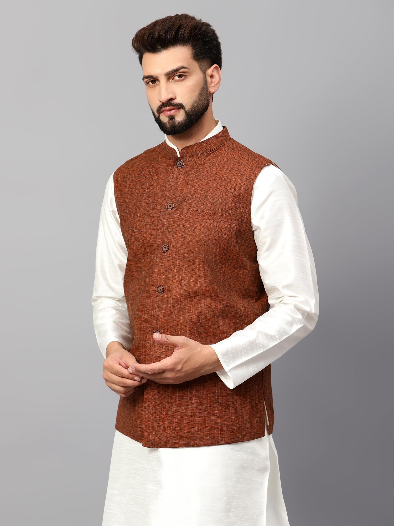 CHIKAN Men Nehru Jacket - Traditional Cotton - Image 3