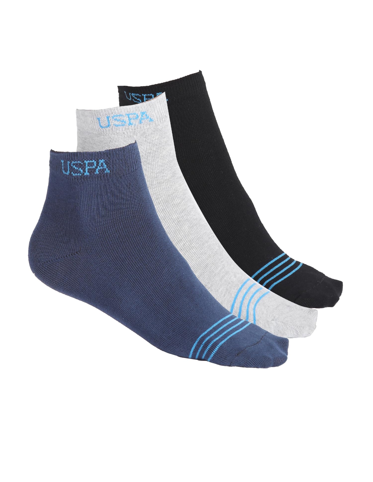 U.S. POLO ASSN Men's Cotton Ankle Socks - Grey, Black, Navy