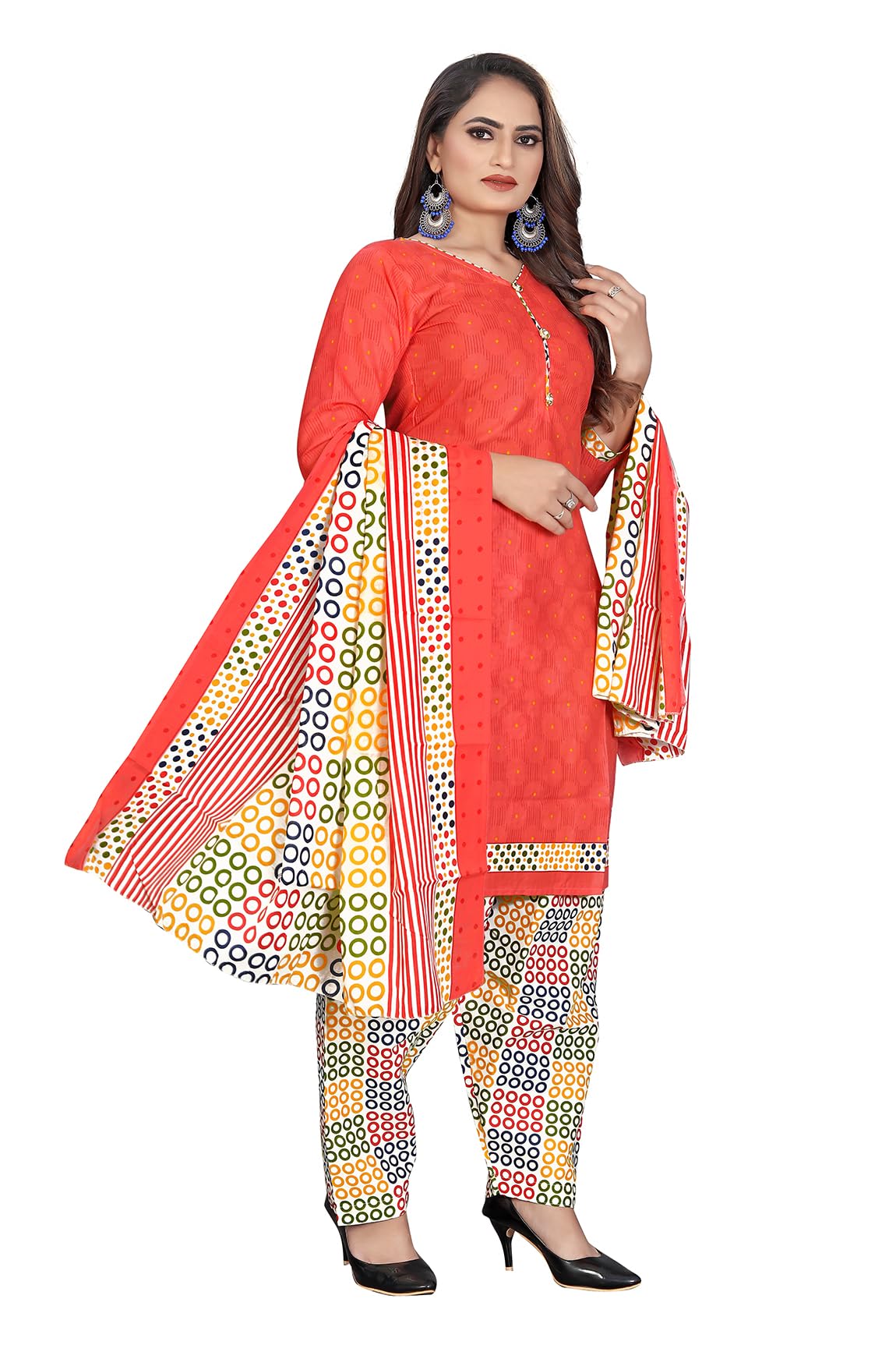 Merira Peach Cotton Patiala Salwar Suit - Image 4