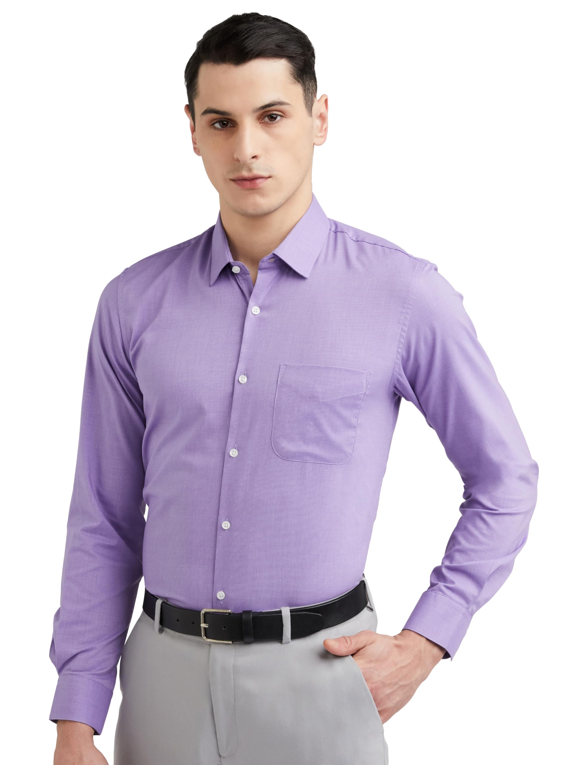 Peter England Men's Solid Formal Shirt - Purple