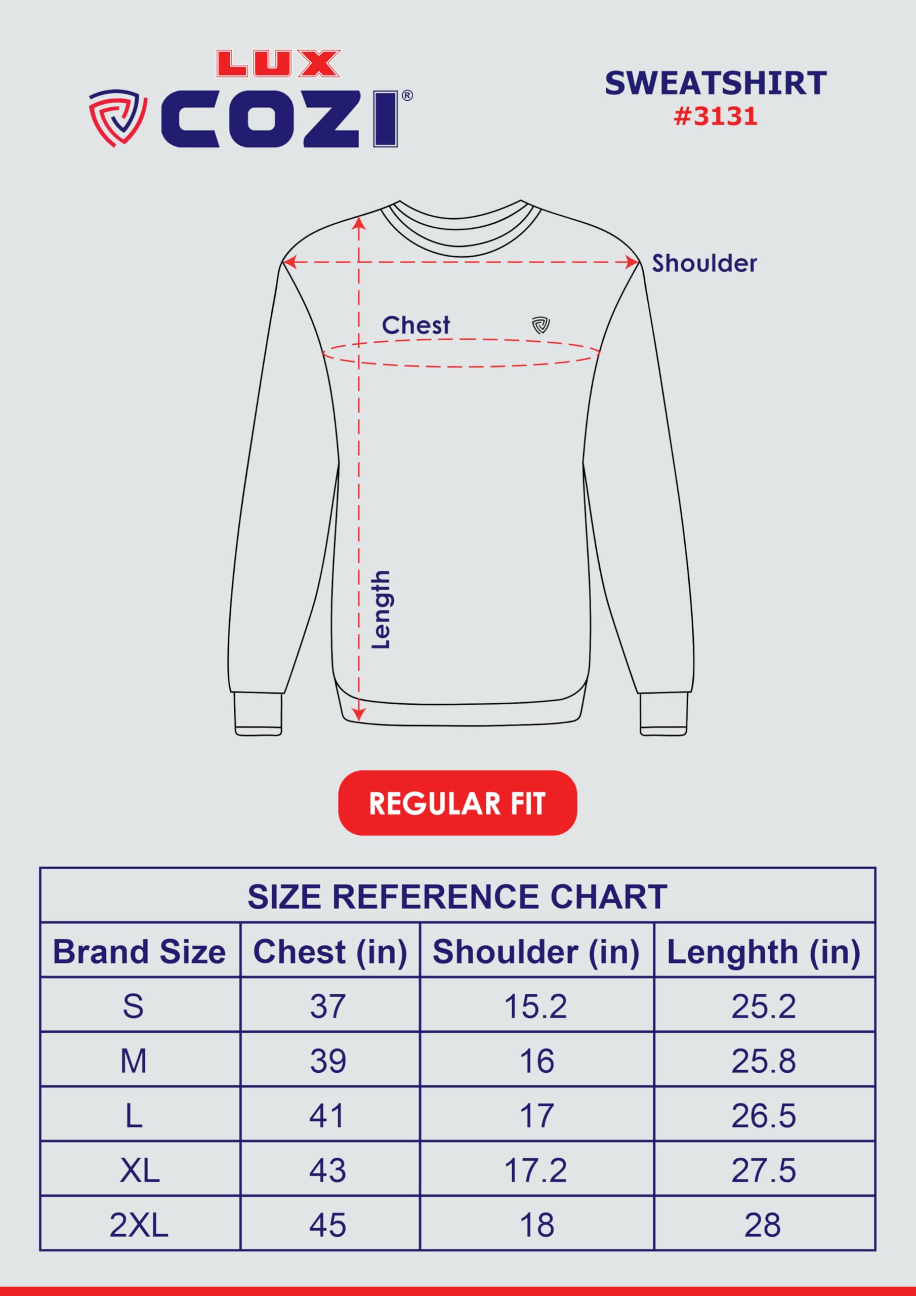 Lux Cozi Men's Cotton Crew Neck Sweatshirt - Navy - Image 2