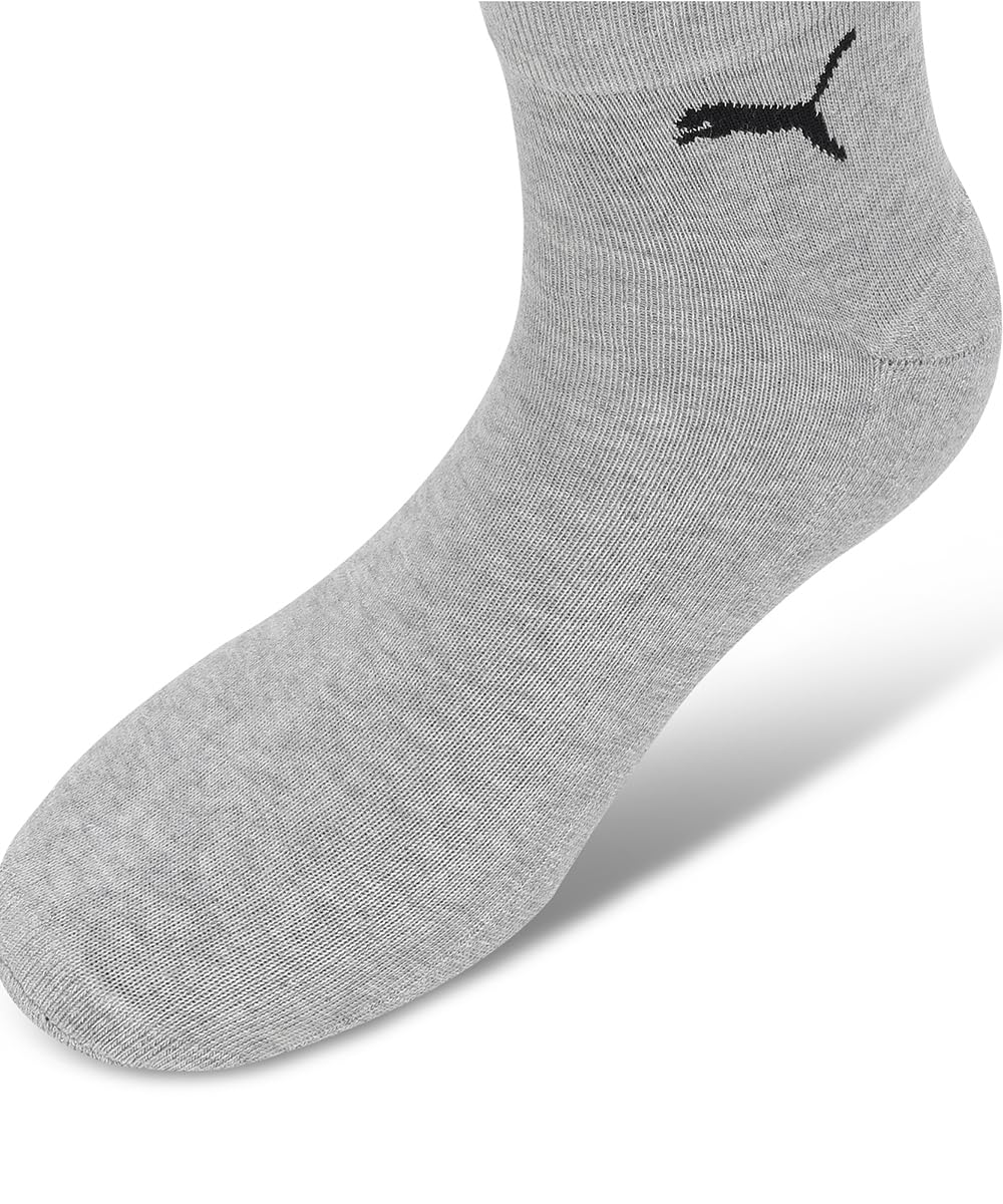 PUMA Unisex Cotton Quarter Socks - Black, Gray, Navy - Image 4