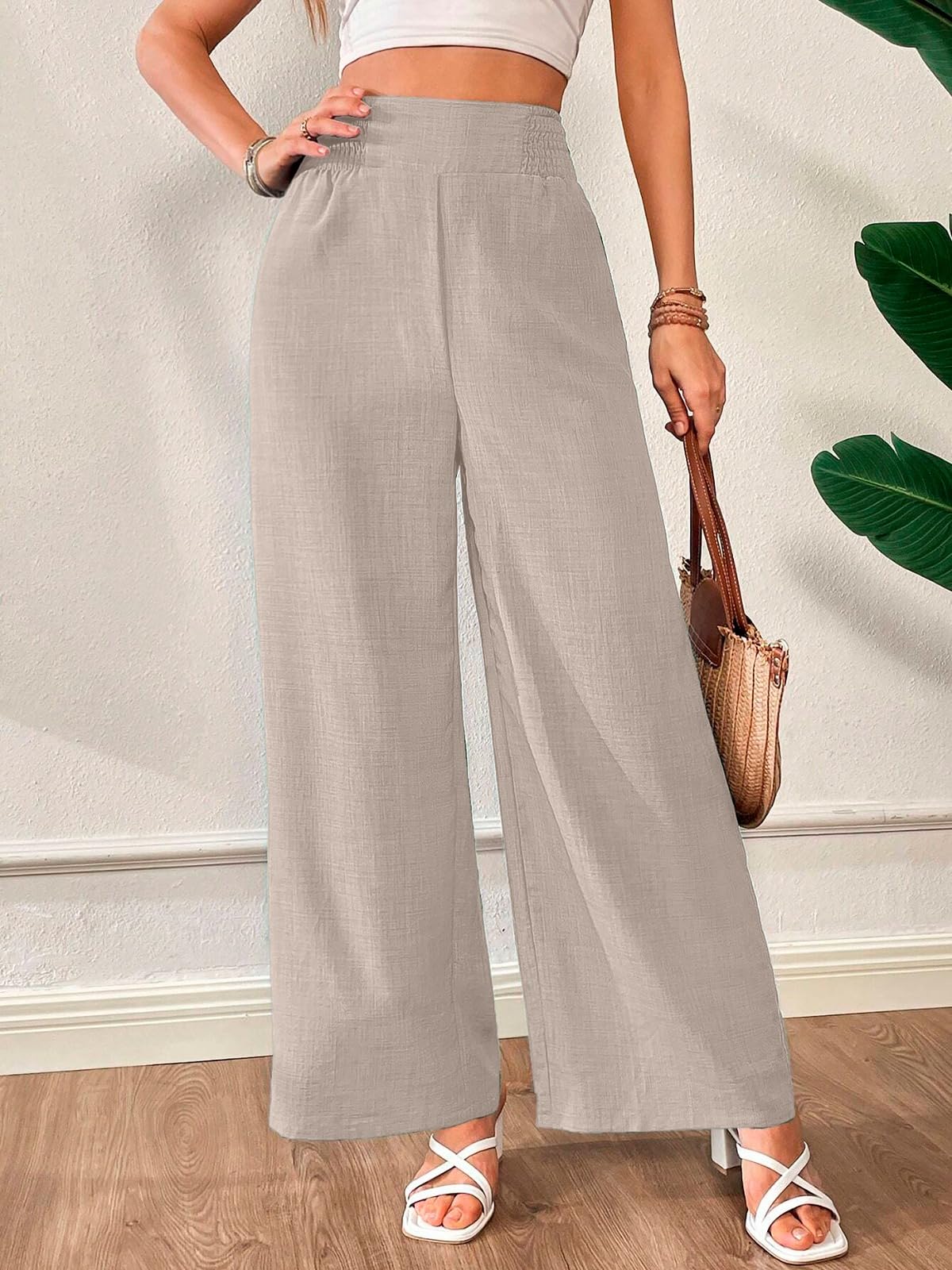 Vogaan Women's Cream Viscose Trousers - Image 2