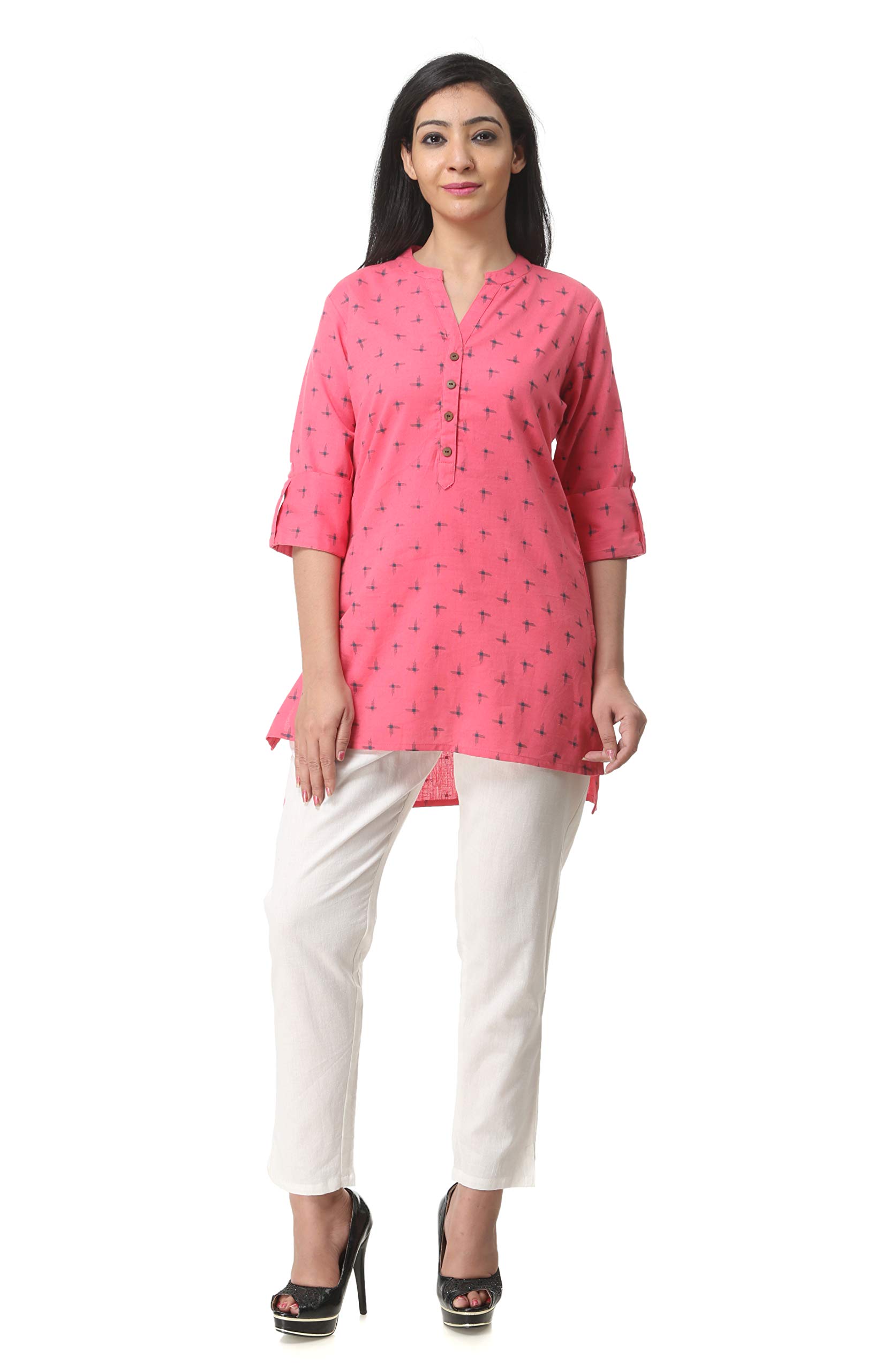 Pistaa Women Cotton Straight Kurta - Peach - Image 5