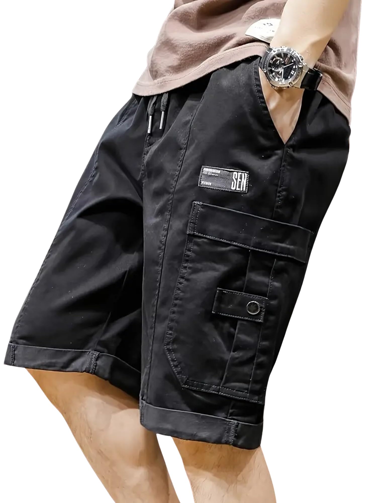 Lymio Men's Black Cotton Casual Shorts