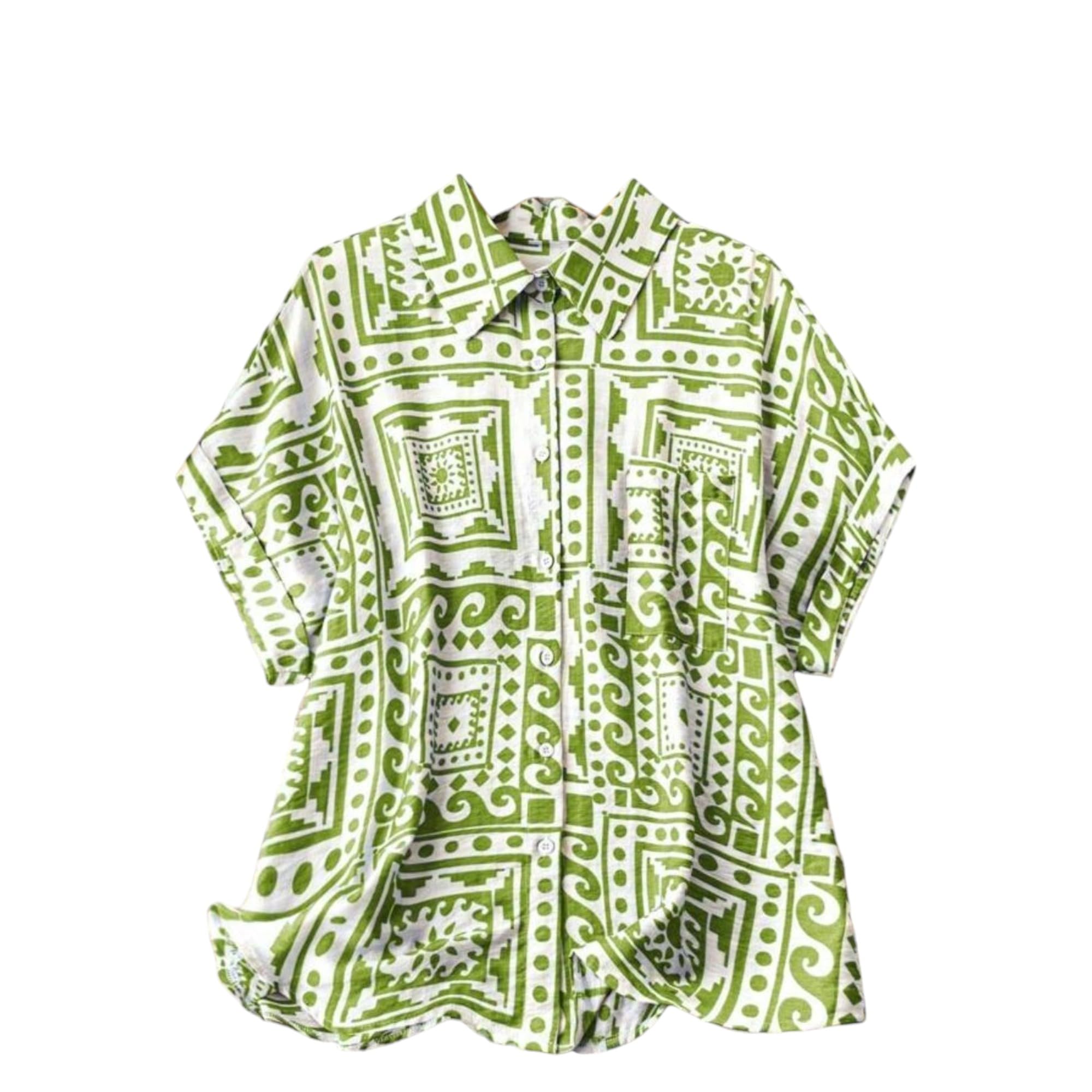 Gufrina Women's Geometric Print Shirt - Green
