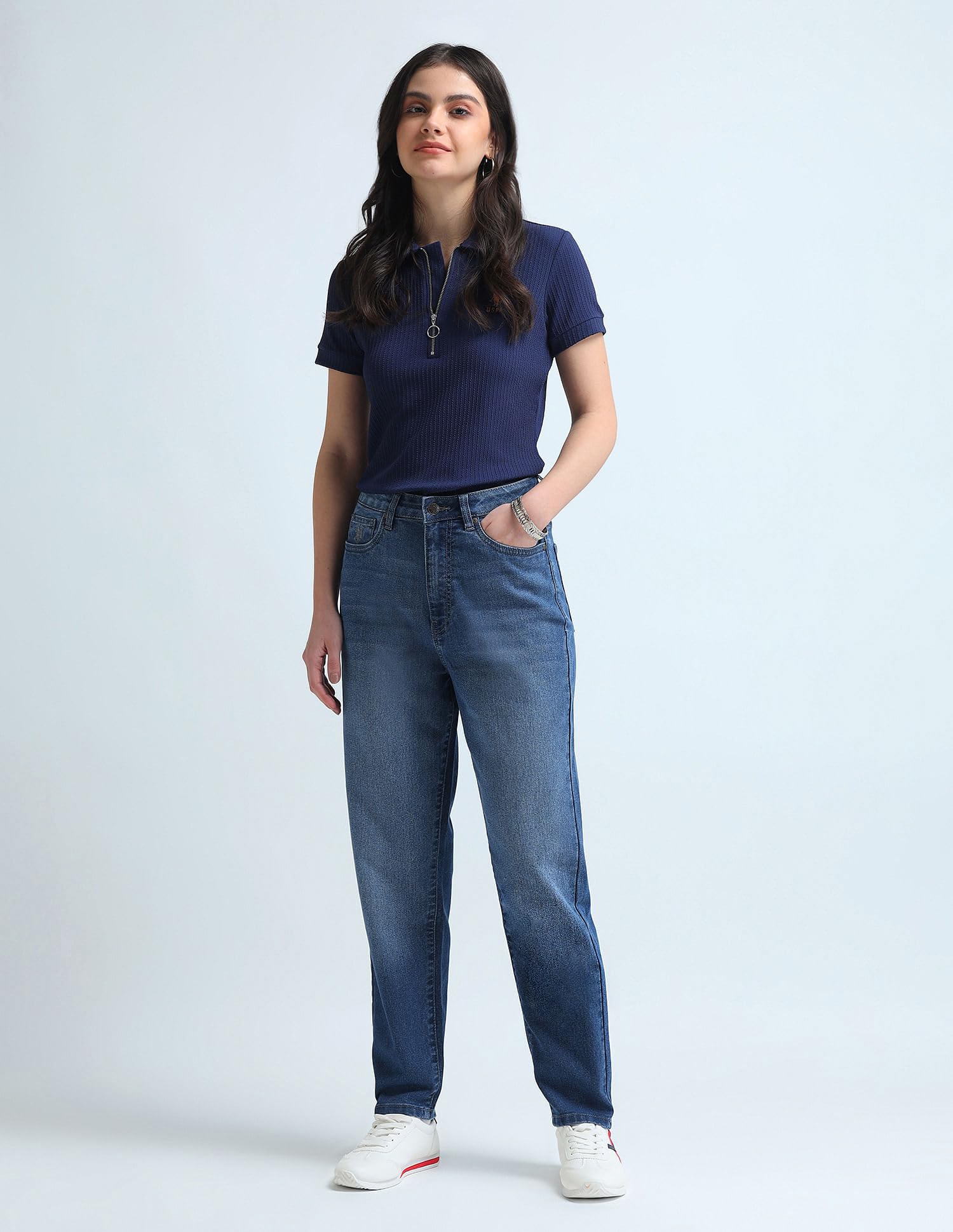 U. S. POLO ASSN. Women's Straight High Rise Jeans - Blue - Image 4