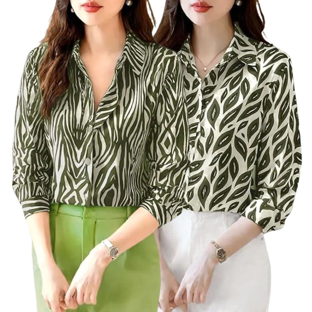 LERIYA Women's Korean Style Long Sleeve Button Down Shirt