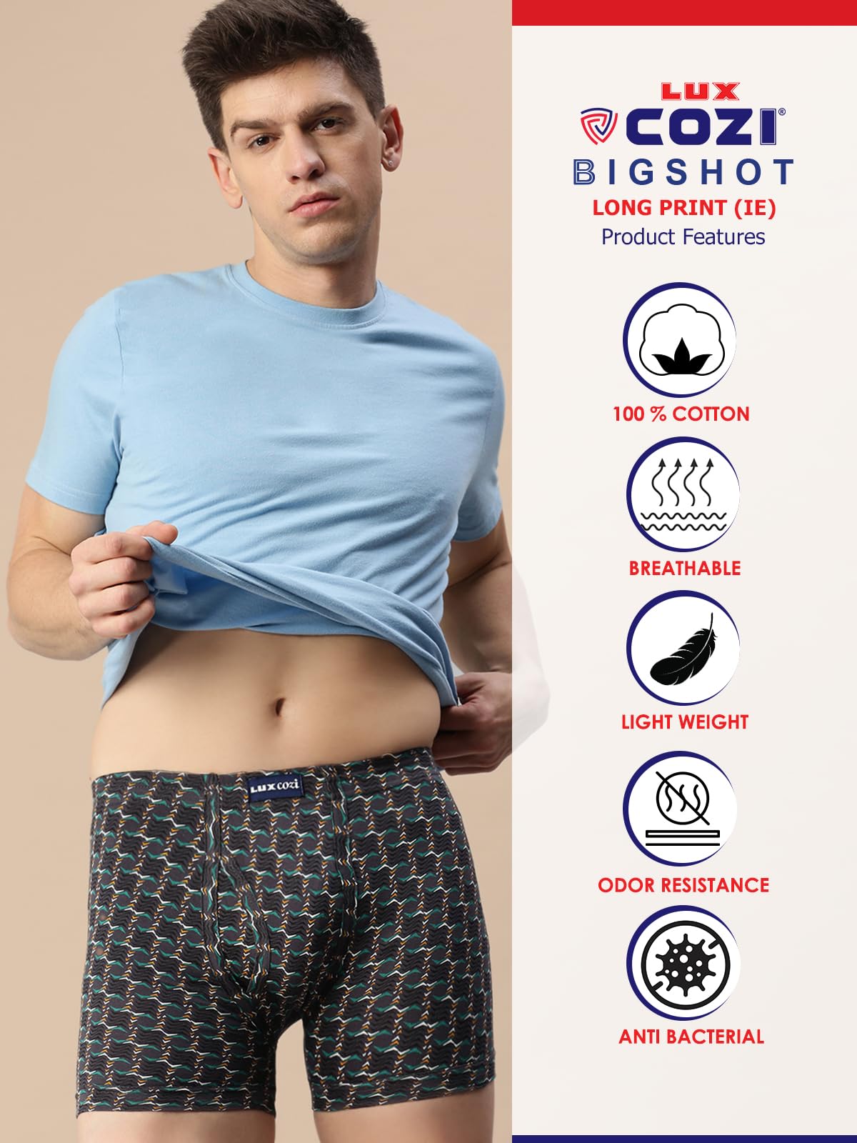 Lux Cozi Men Inner Elastic Long Printed Trunk - Image 3