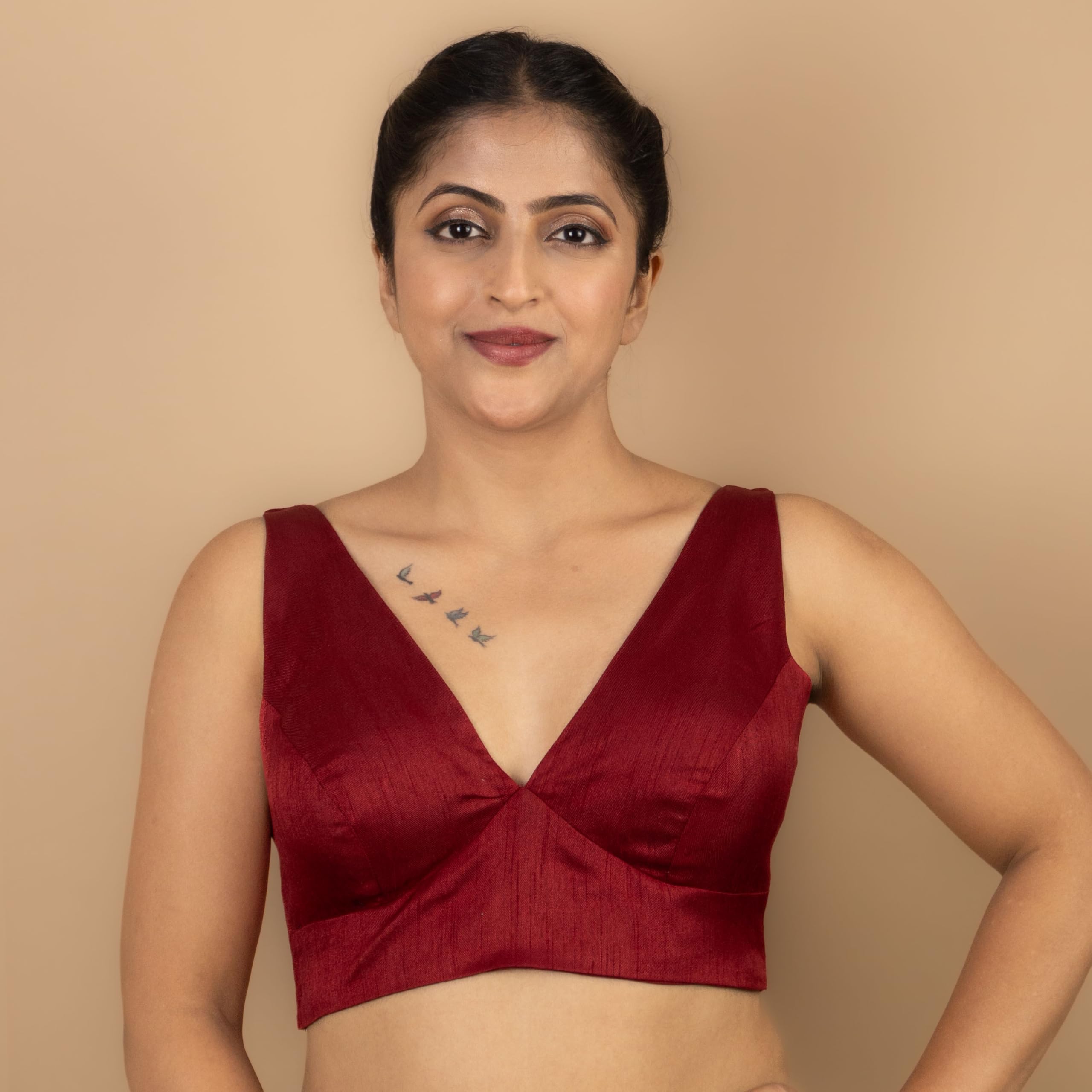 Sabyasachi Blouse - Maroon Raw Silk - Image 2