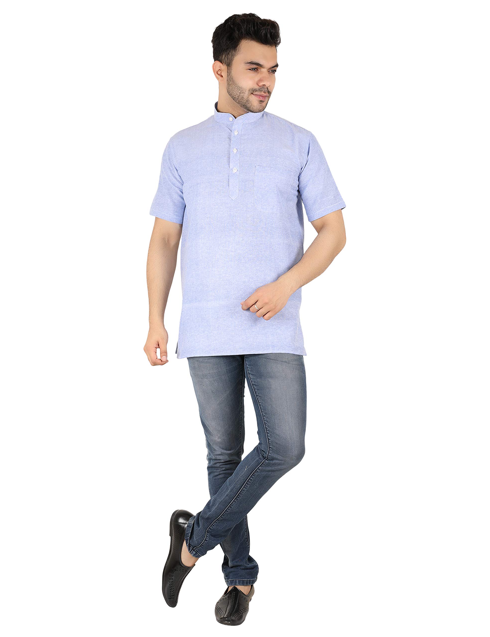 CHIKAN Men Cotton Kurta Half Sleeves - Image 5