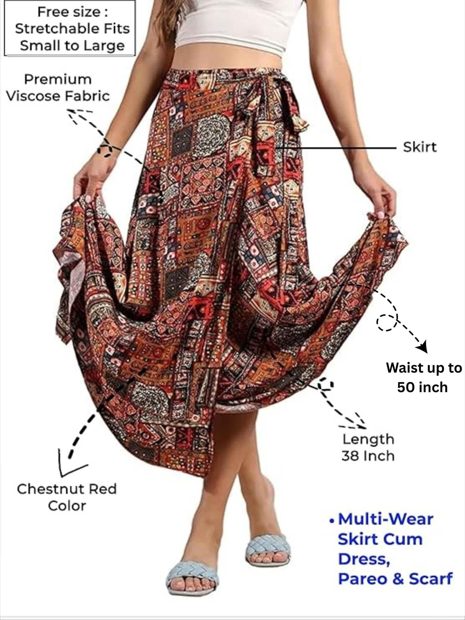 KE Kanha Exports Long Wrap Skirt for Women - Image 2