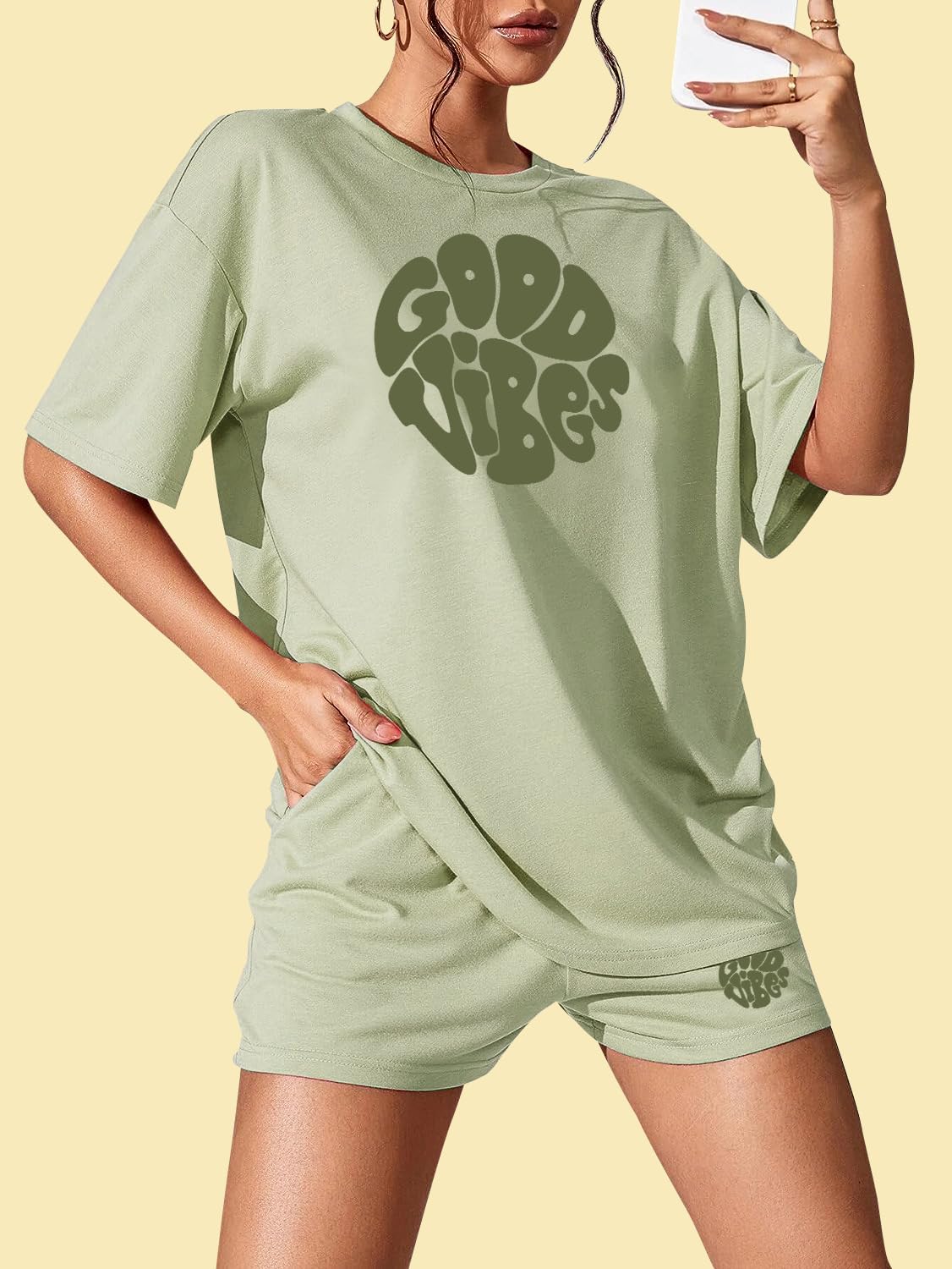 KSHS Women's Cotton Printed Night Suit - Pista Green - Image 4