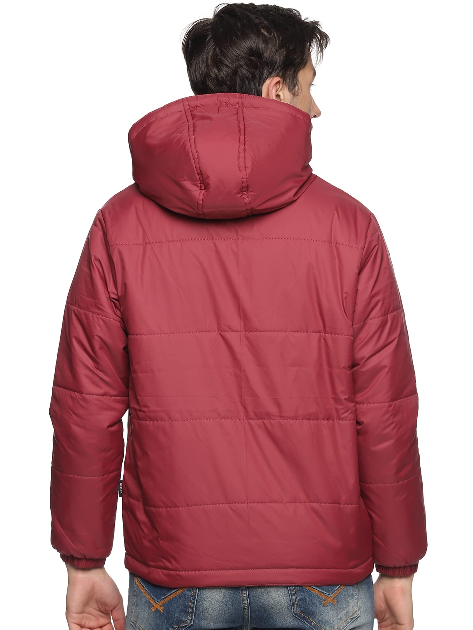 Ryker Men's Solid Hooded Quilted Jacket - Maroon - Image 2