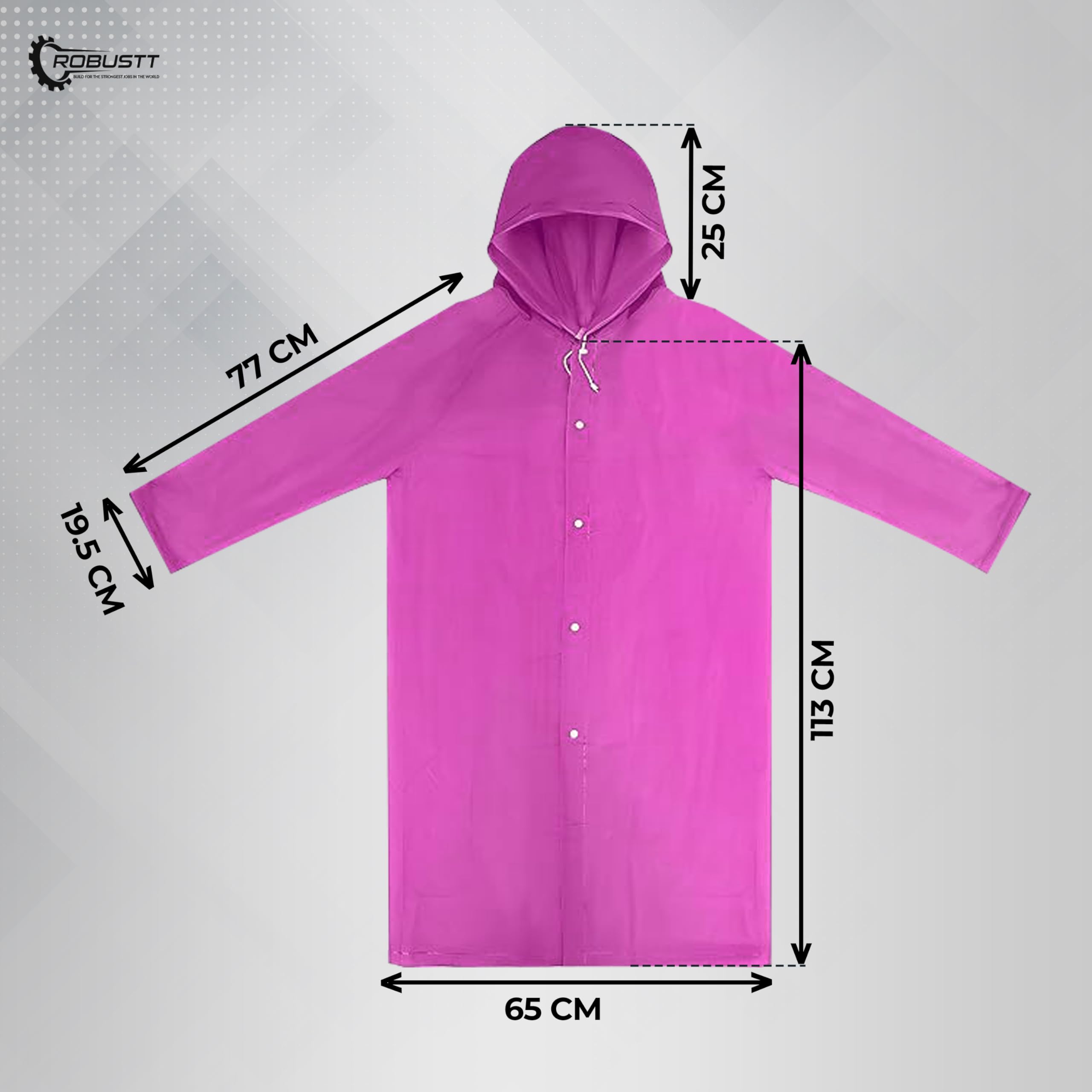 Robustt Unisex Pink Waterproof Raincoat - Image 5