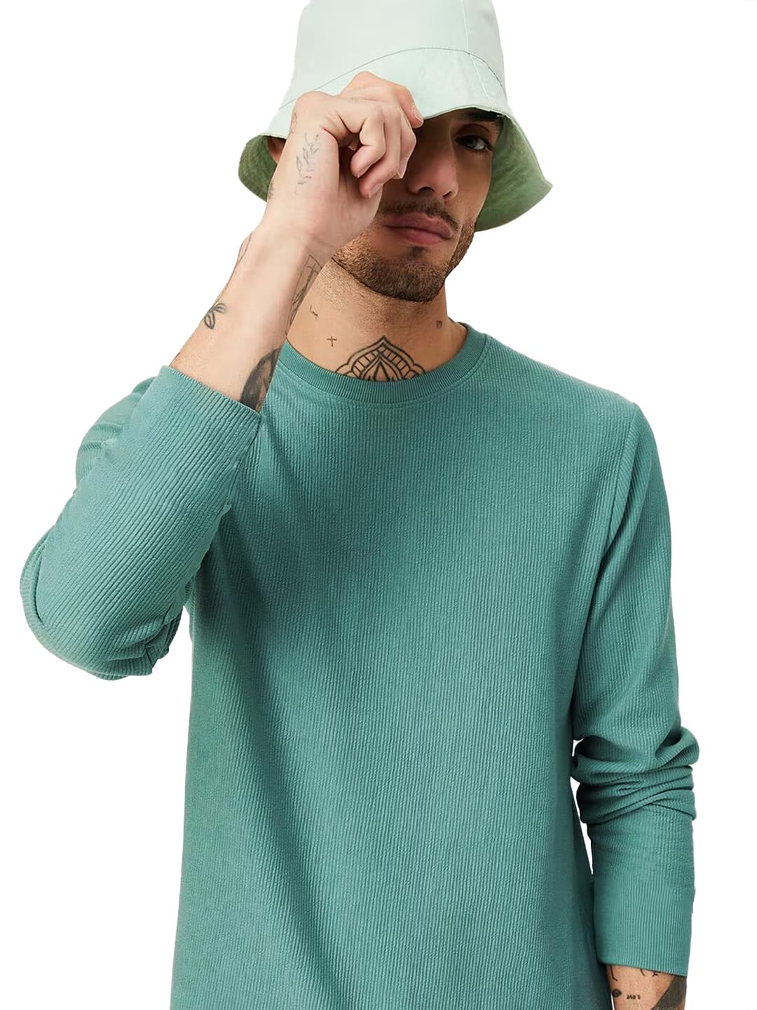 LEOTUDE Men's Green Cotton Blend T-Shirt - Image 2