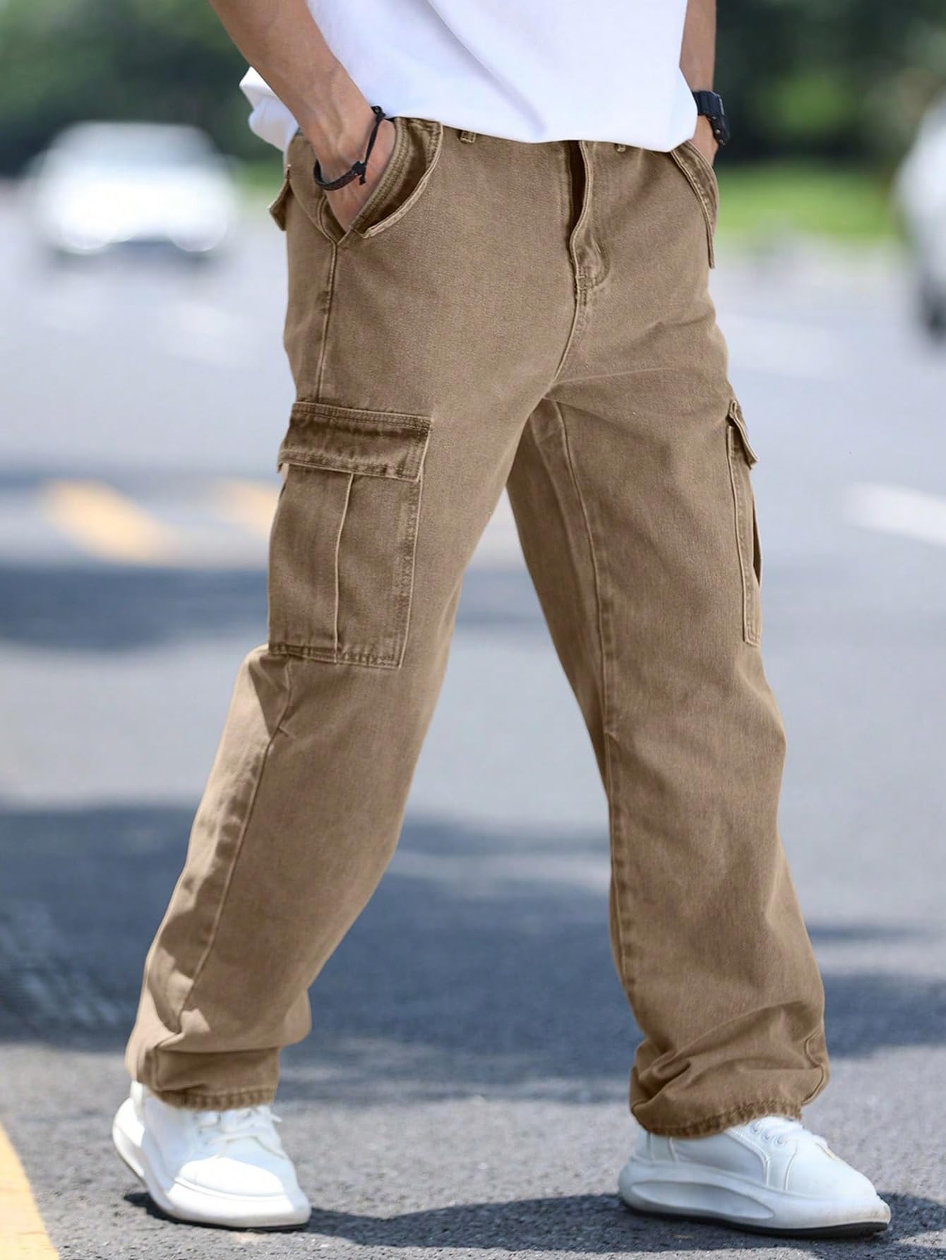 AVANOVA Men's Khaki Cargo Jeans - Image 2