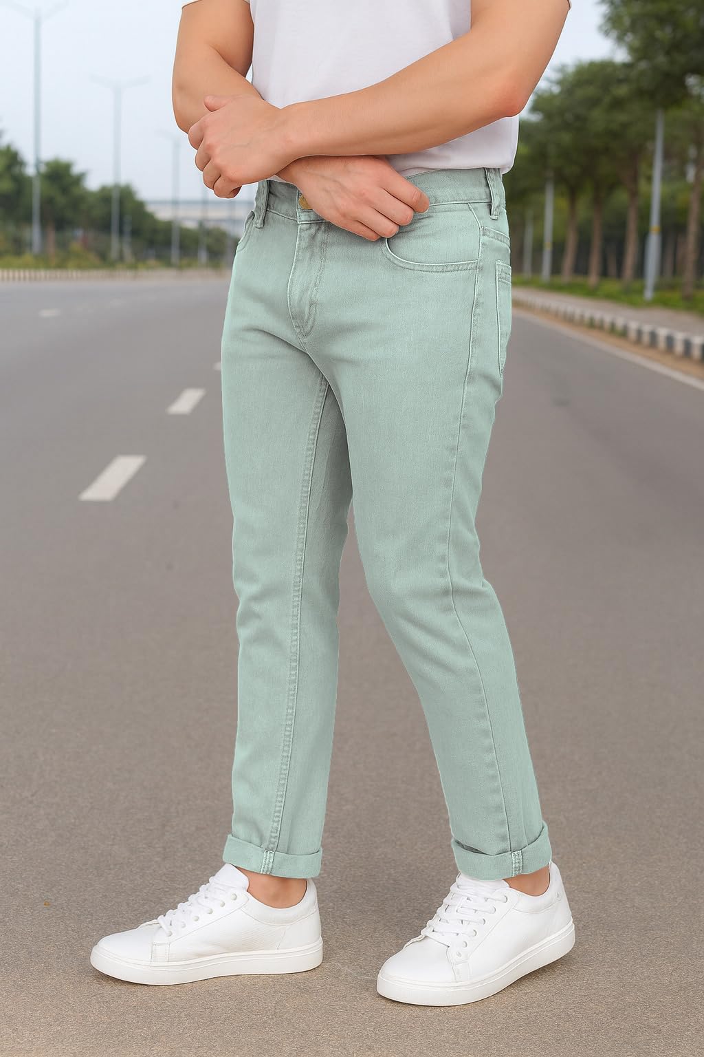 KARGEENS Slim Fit Stretchable Jeans for Men - Green - Image 2