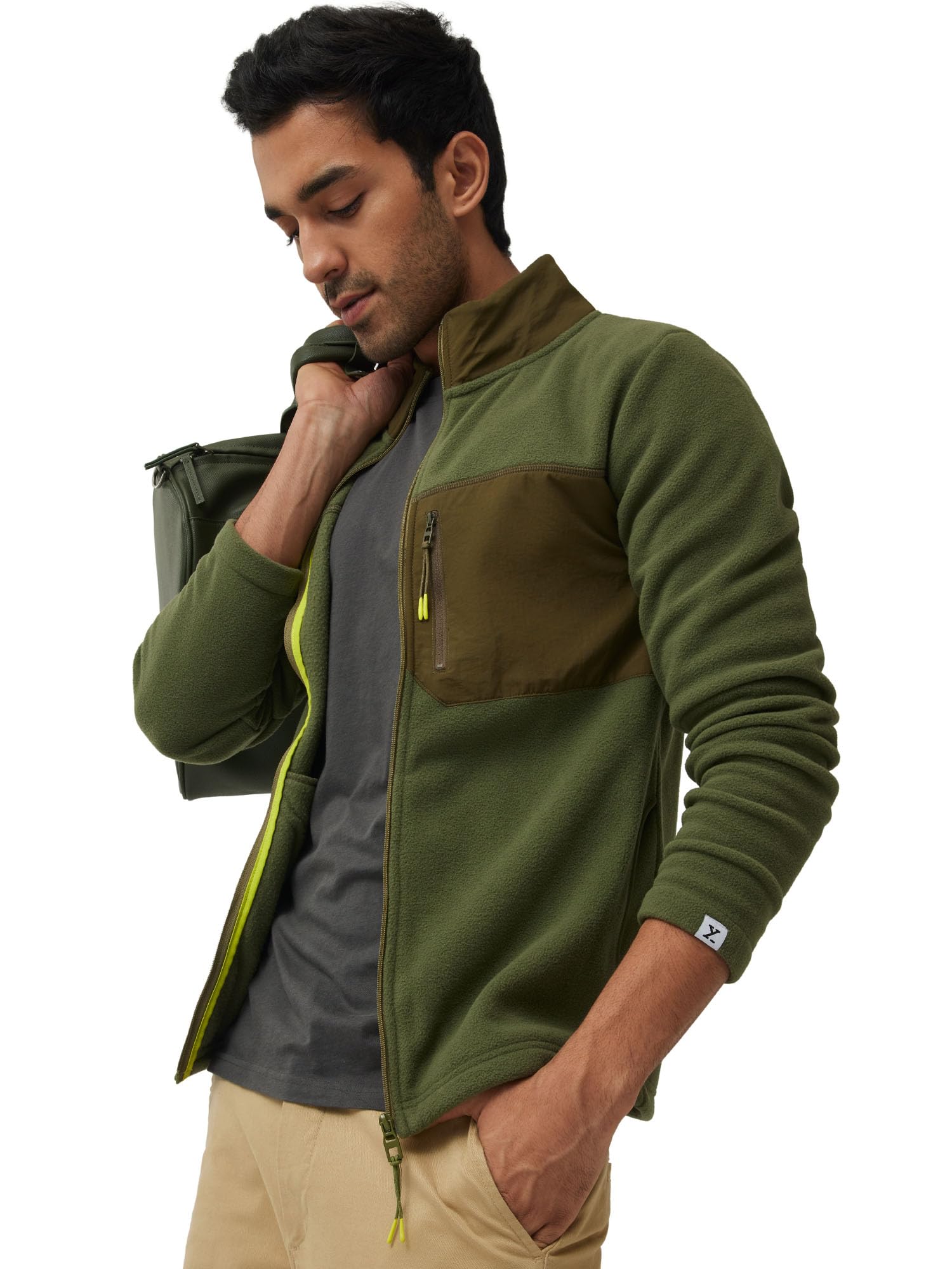 XYXX Men's Olive Green Fleece Jacket