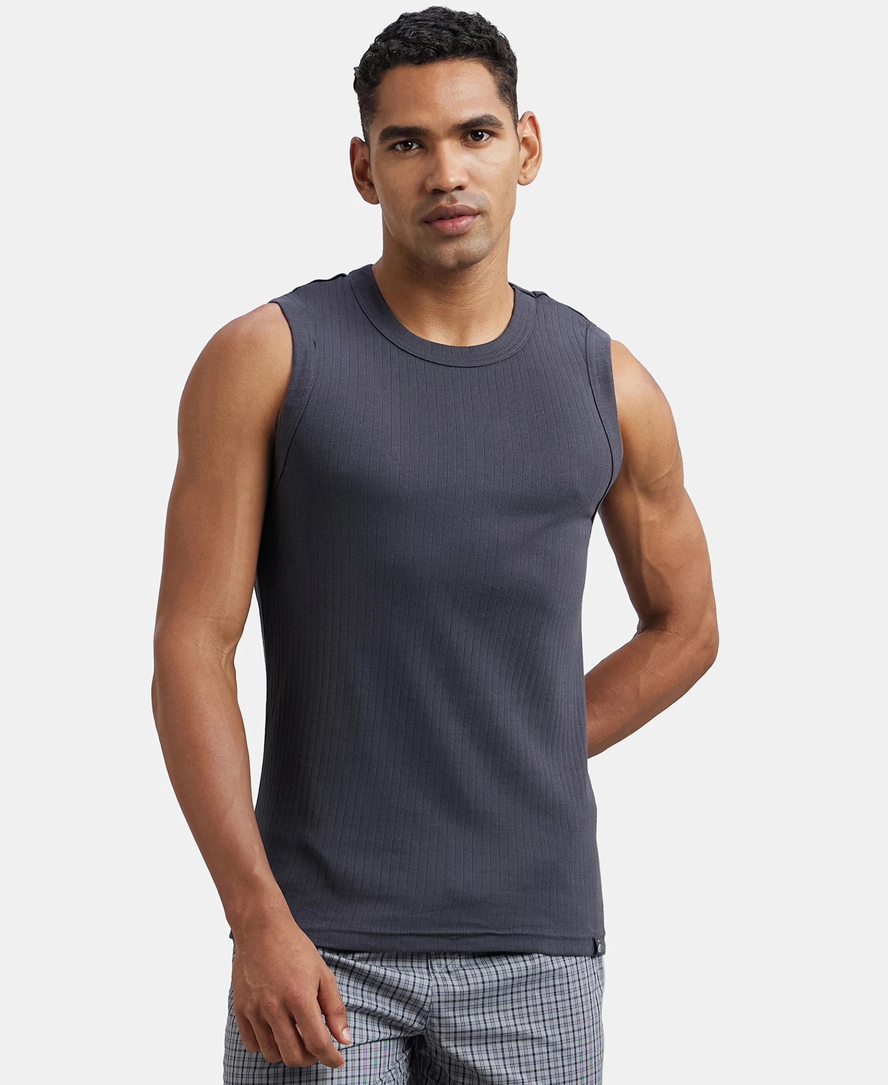 Jockey Men's Cotton Rib Muscle Vest - Graphite - Image 5