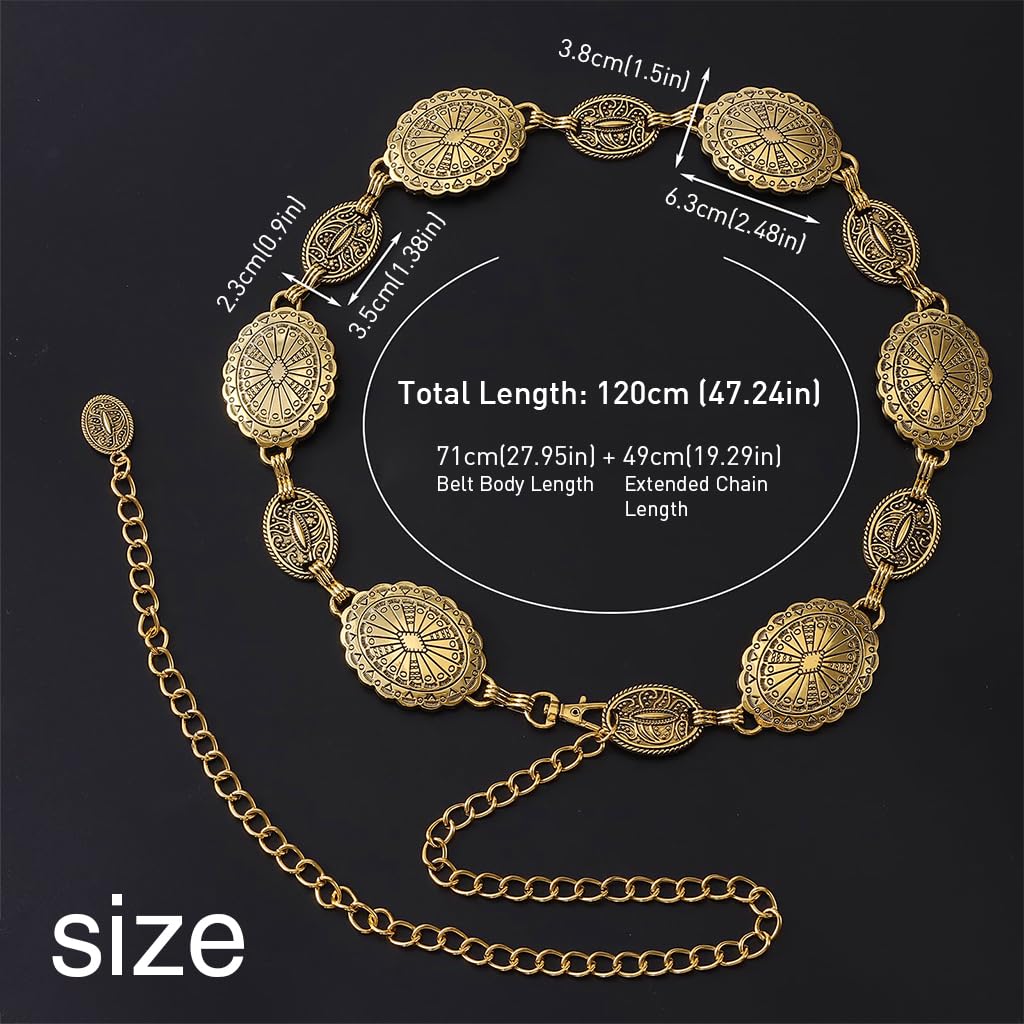 Golden Concho Waist Belt for Women - Image 3