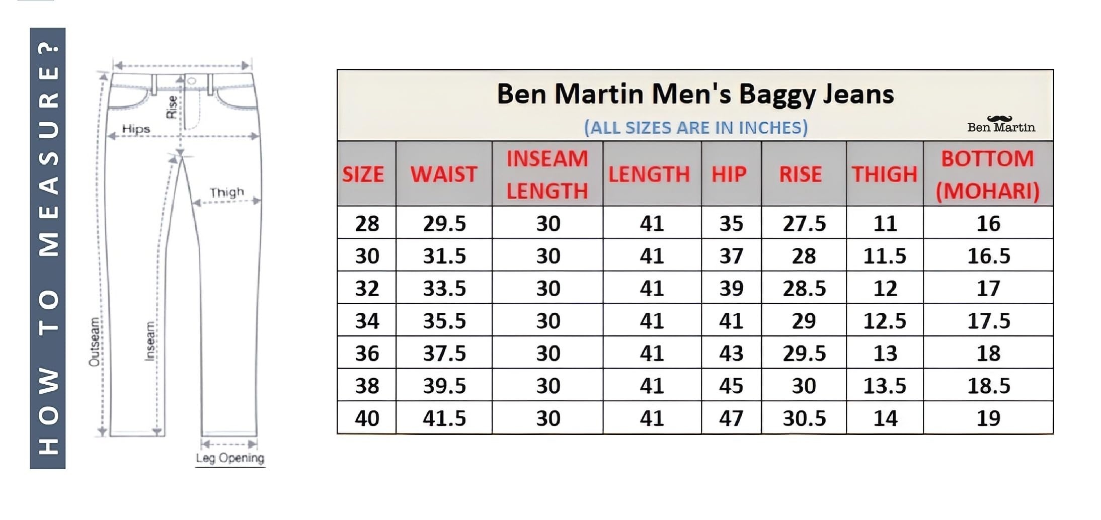 Ben Martin White Baggy Jeans for Men - Image 5