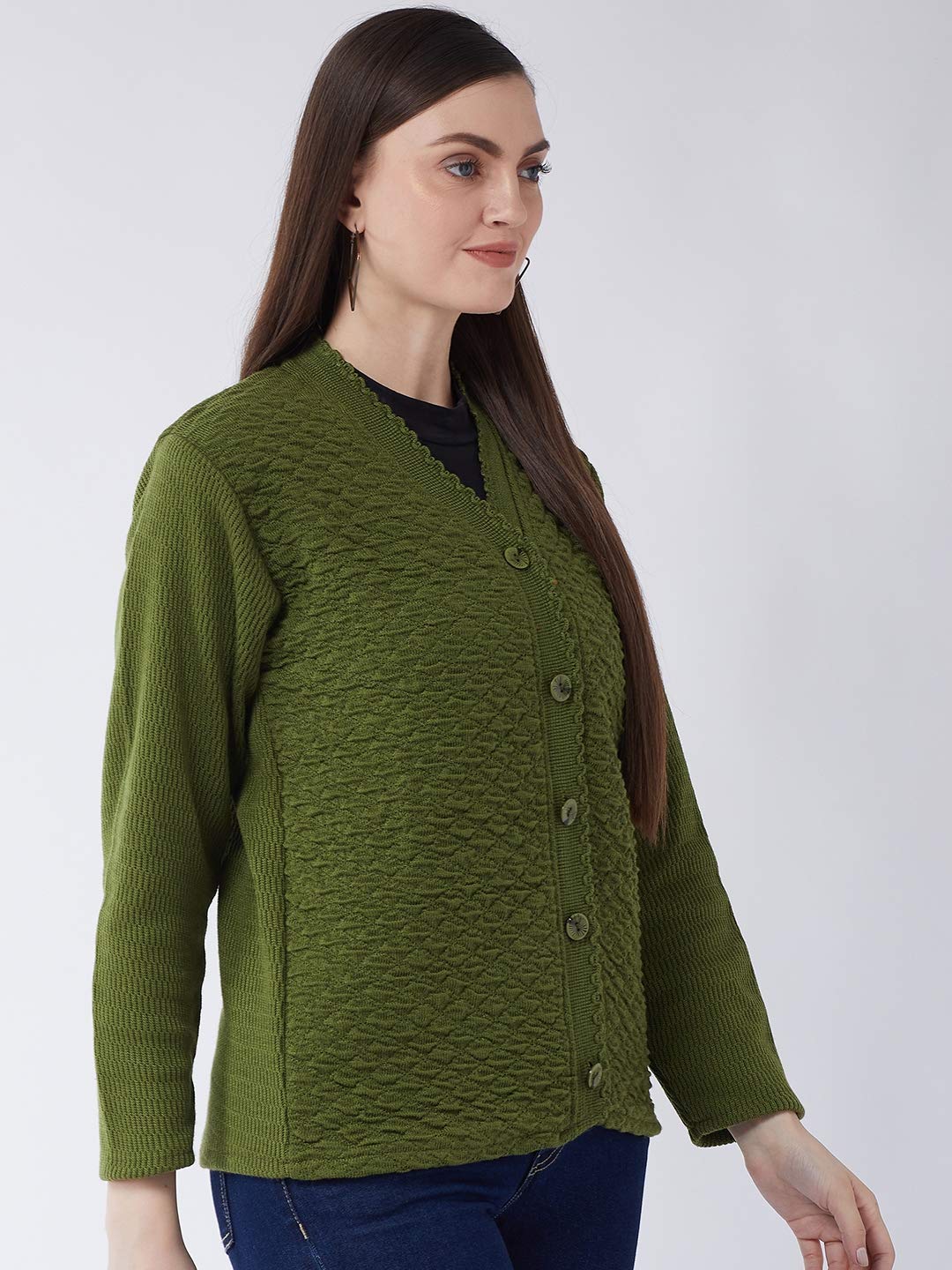 Pivl Women's Casual Sweater Cardigan - Olive - Image 4