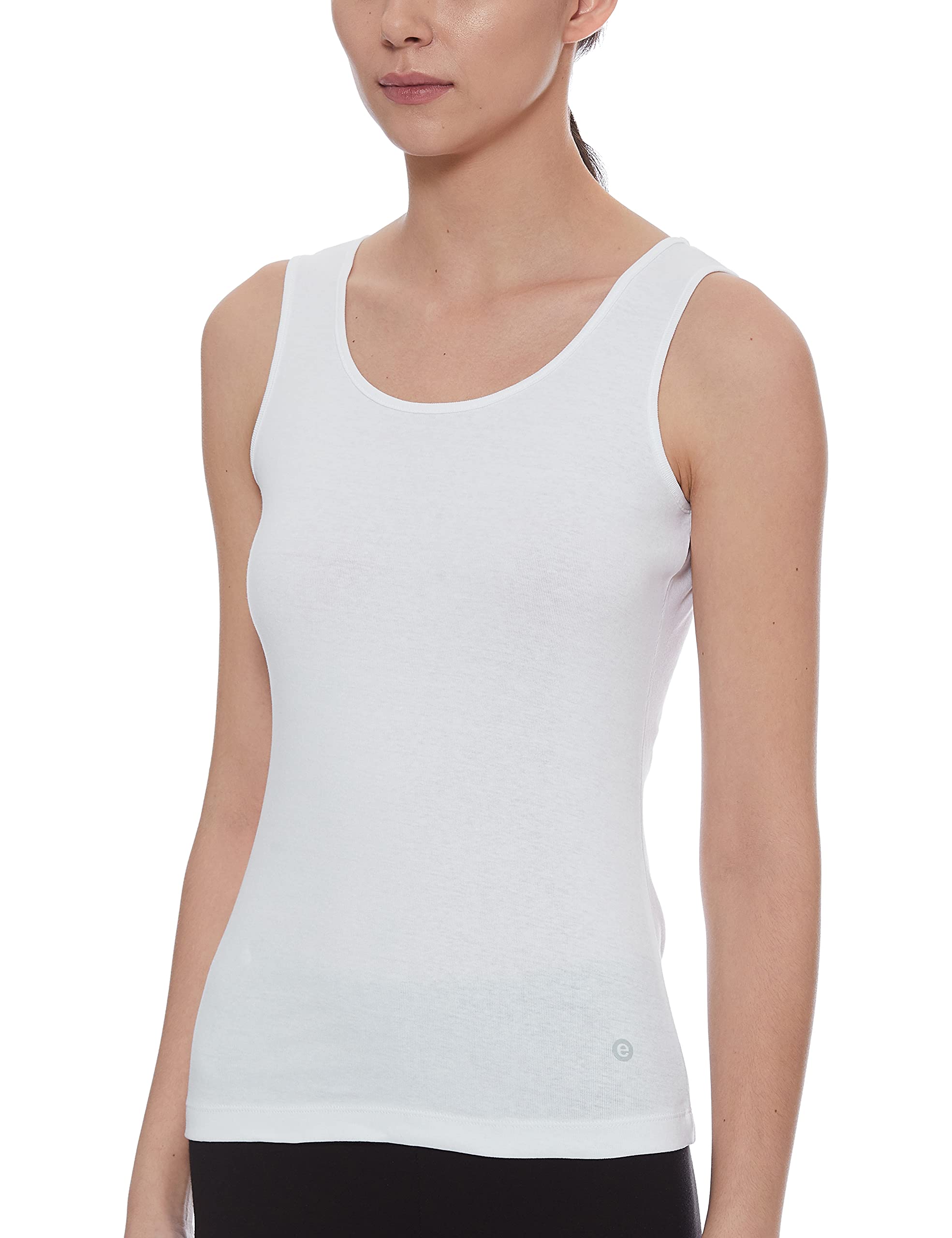 Enamor Essentials White Slim Fit Cotton Tank Top for Women - Image 3