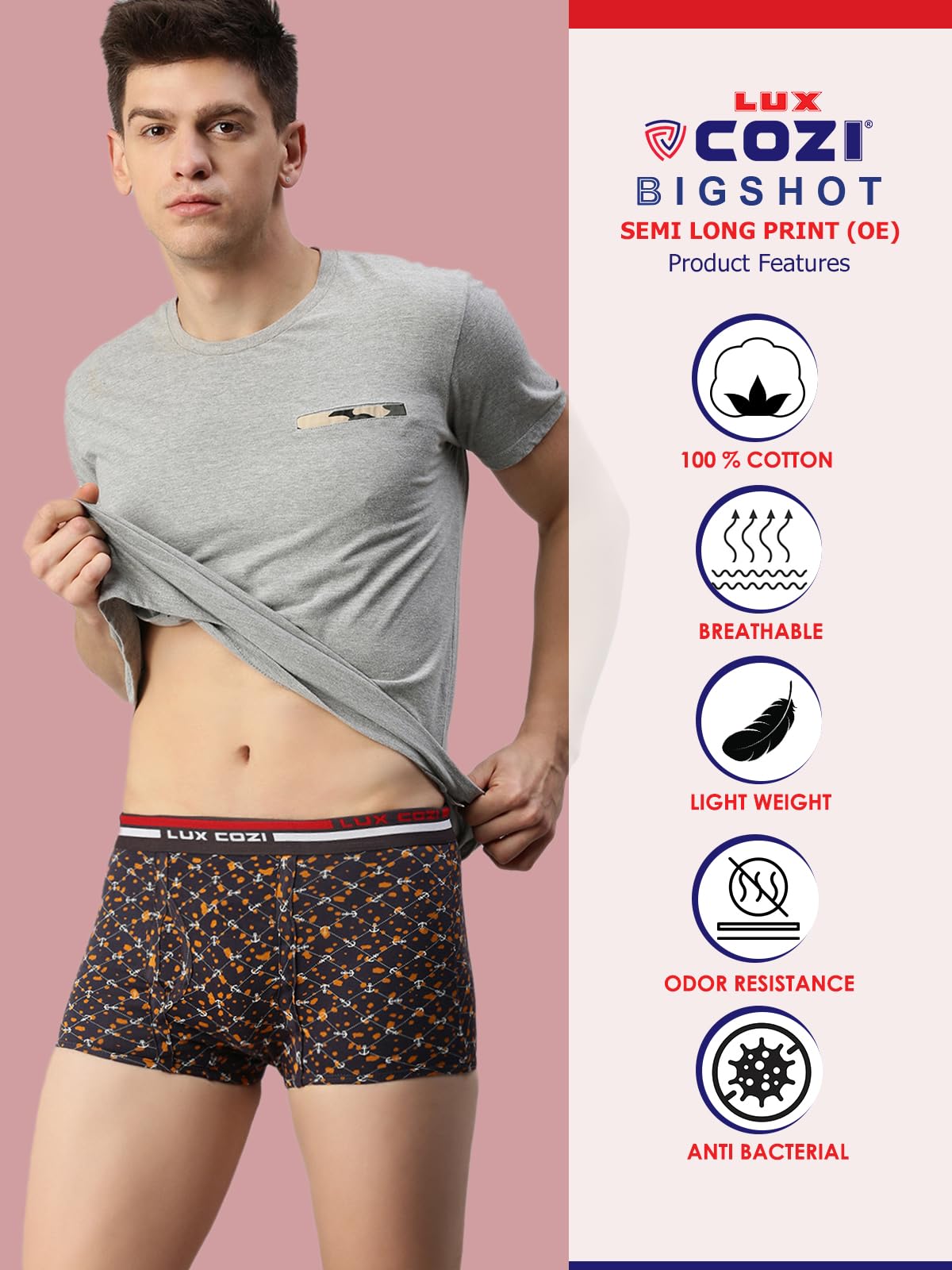 Lux Cozi Men's Assorted Printed Trunk - Image 3