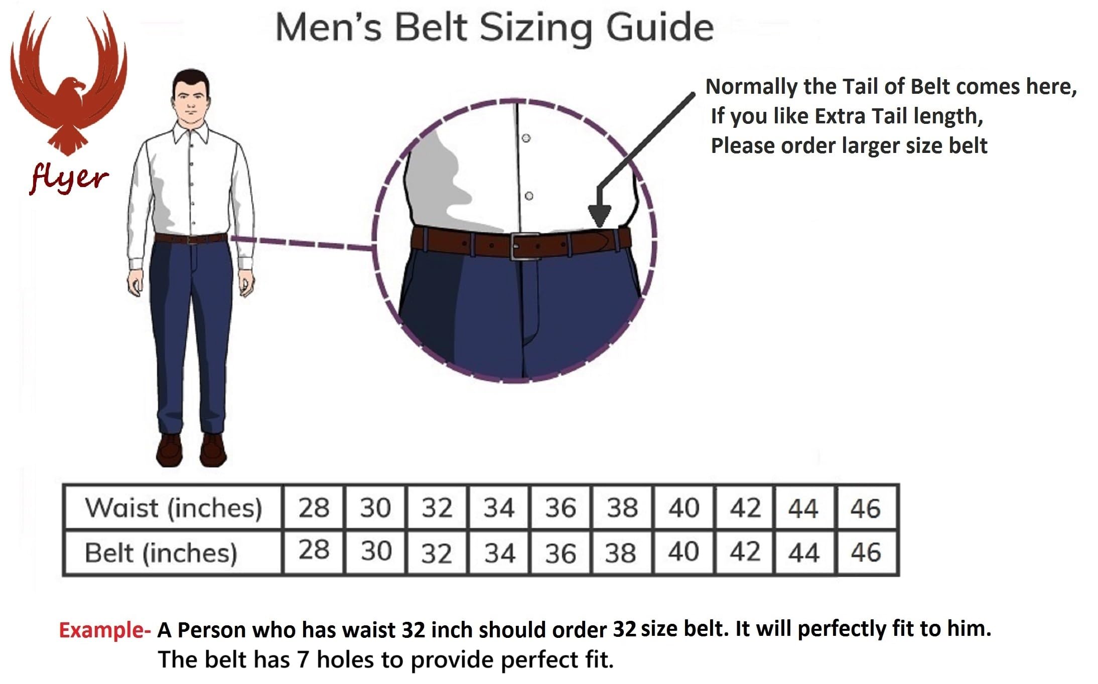 Flyer Men's Brown Leather Belt - Image 5