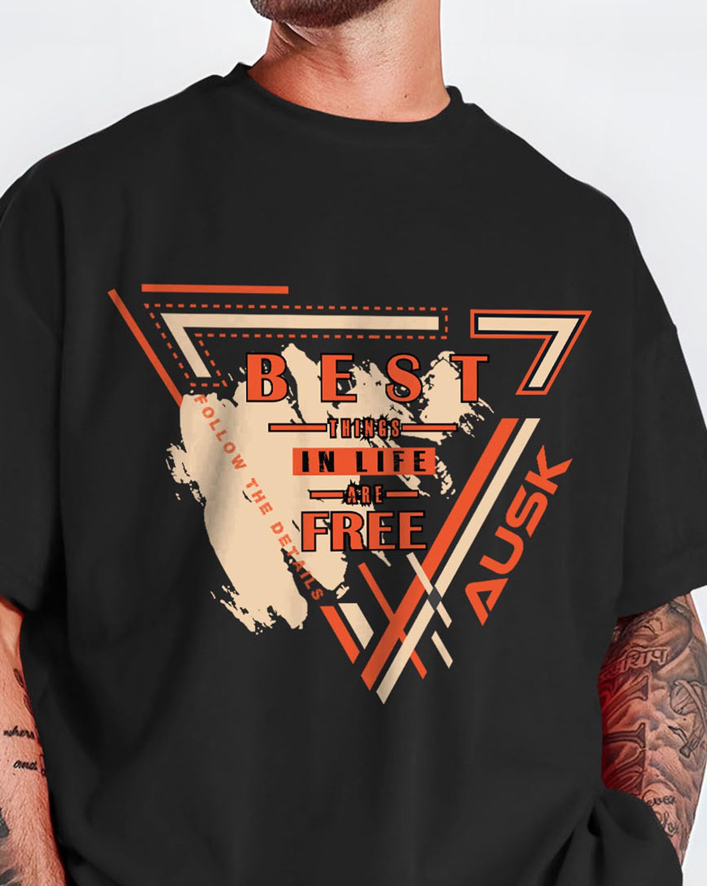 AUSK Men Printed Oversized T-Shirt - Black - Image 4