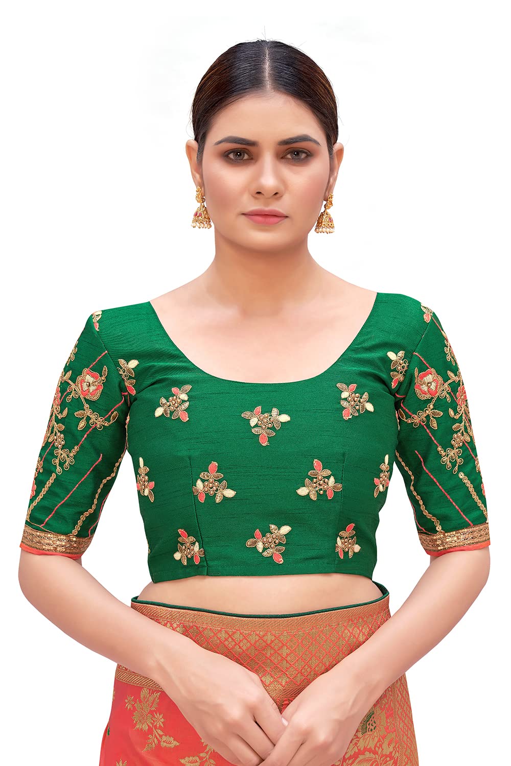 Monjolika Banarasi Silk Saree - Peach - Image 4