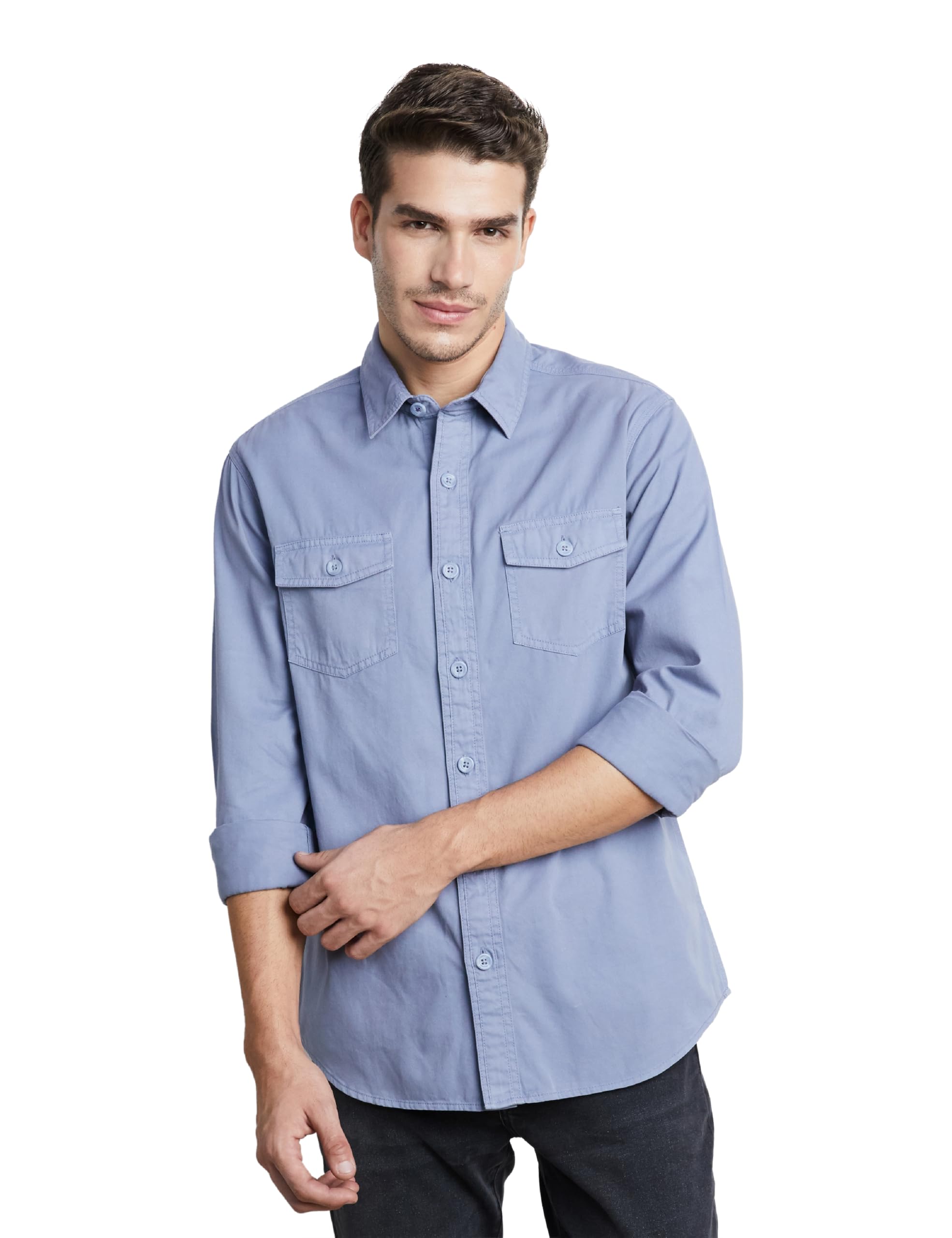 Symbol Men's Lt Blue Casual Twill Shirt