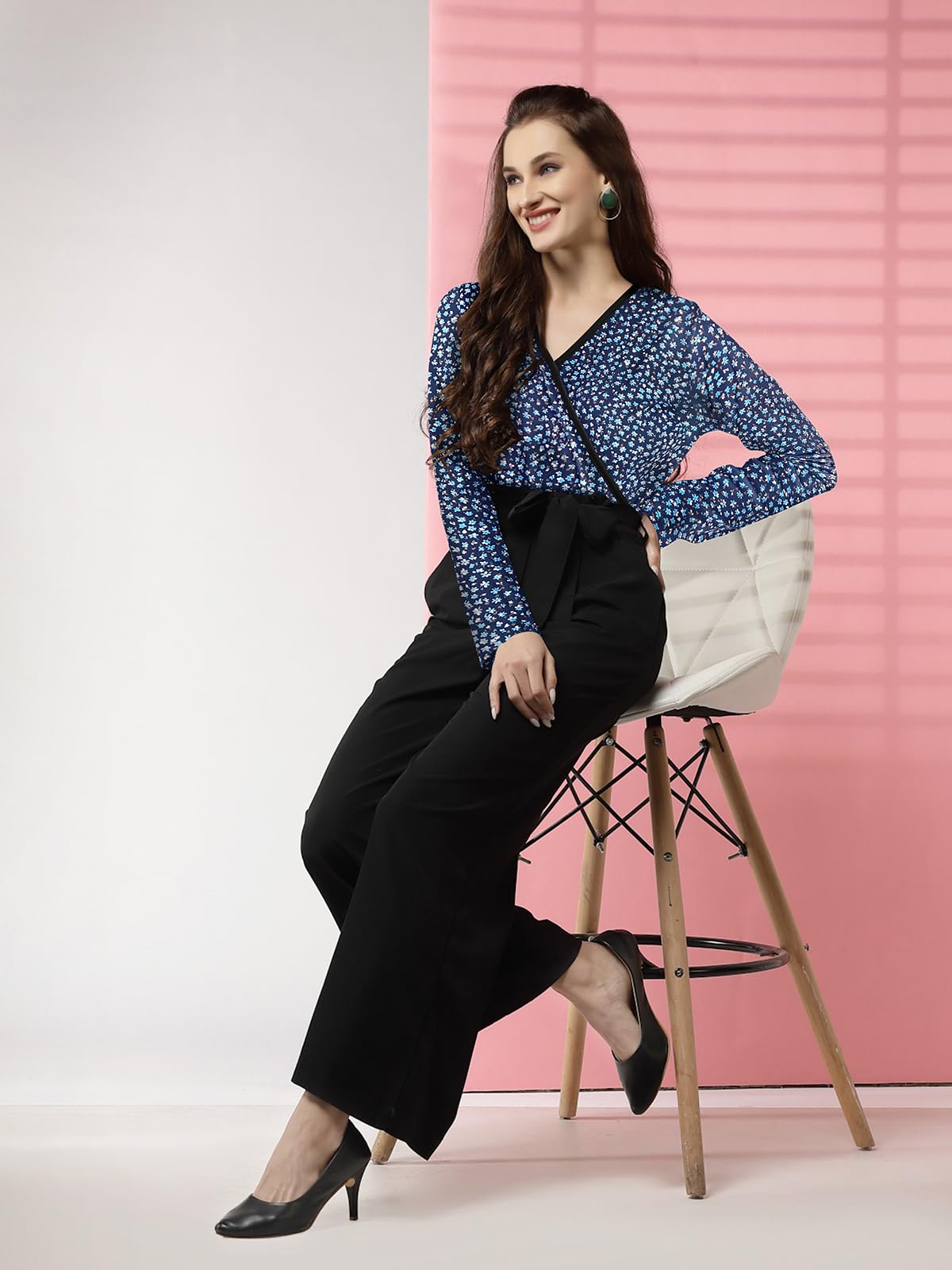 LONDON BELLY Women's Jumpsuit - Blue Floral - Image 5